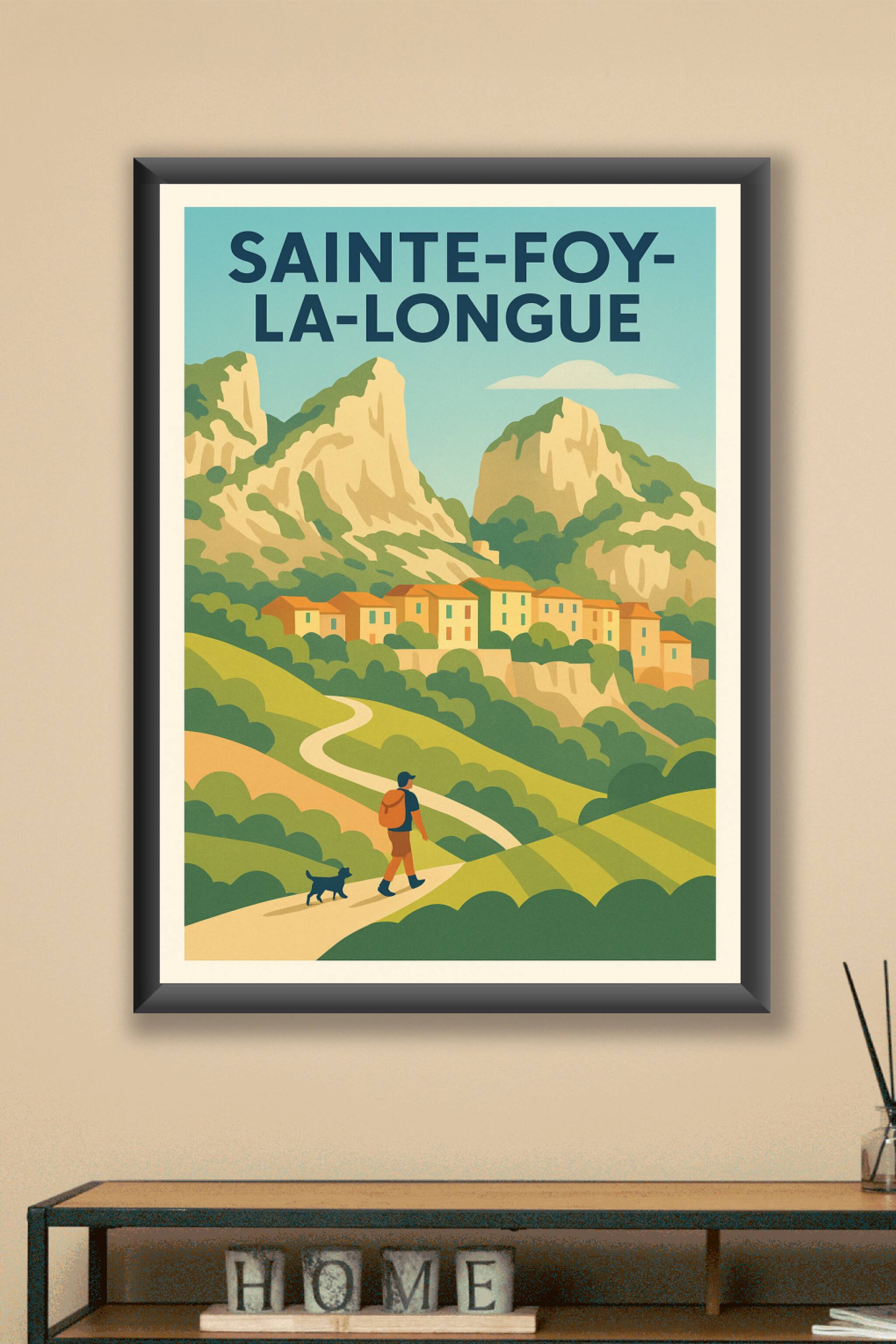 Affiche Sainte-Foy-la-Longue — Invitation à la randonnée en pleine nature · poster d'art de Sainte-Foy-la-Longue