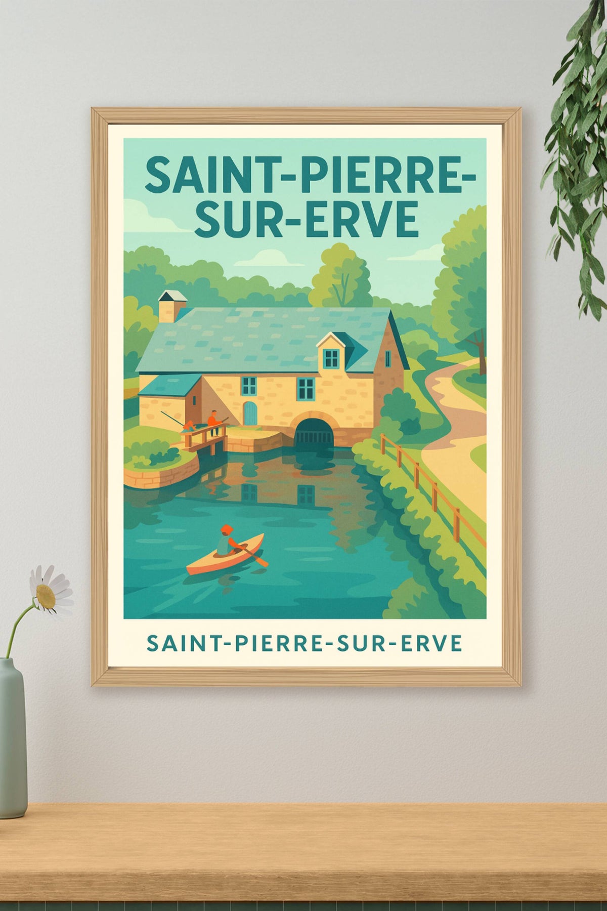 Affiche Saint-Pierre-sur-Erve — Évasion bucolique au fil de l'eau · poster d'art de Saint-Pierre-sur-Erve