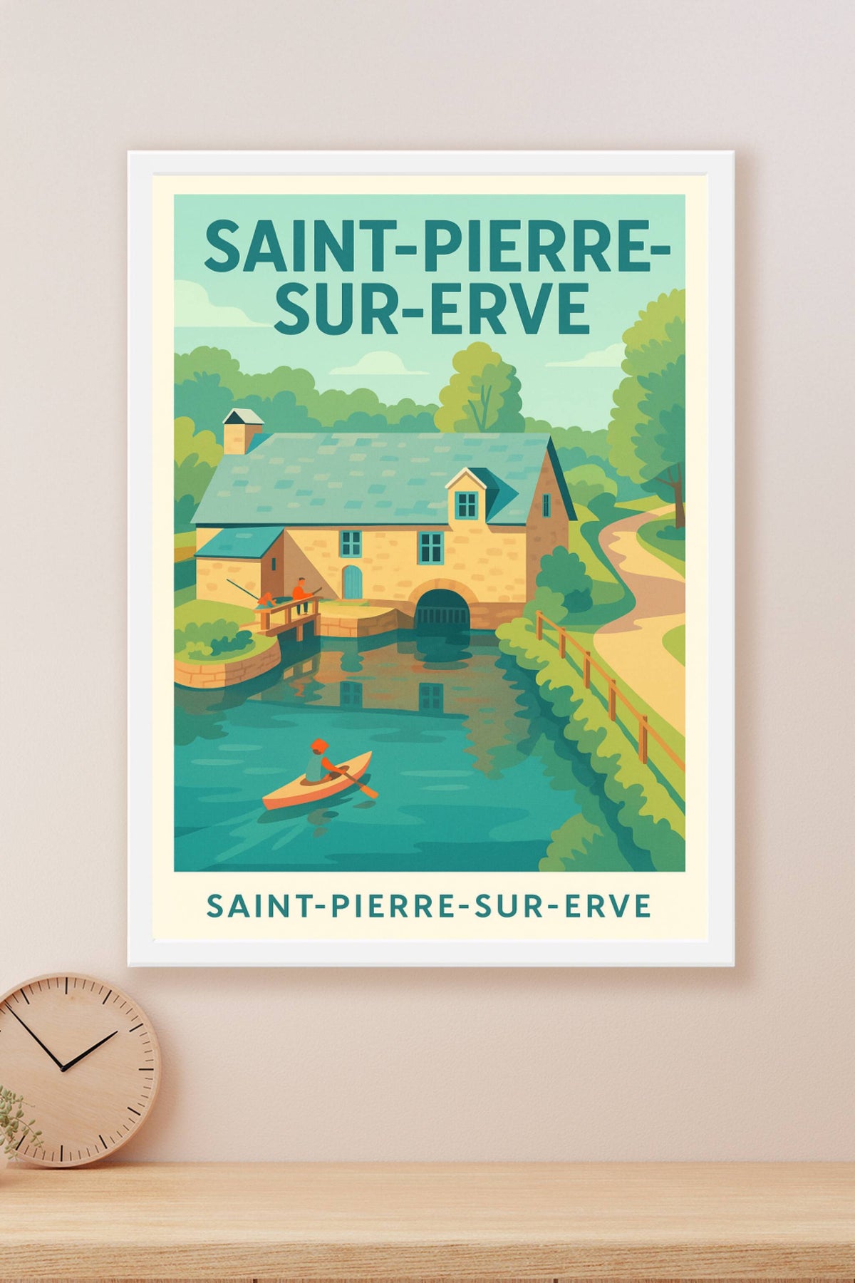 Affiche Saint-Pierre-sur-Erve — Évasion bucolique au fil de l'eau · poster d'art de Saint-Pierre-sur-Erve