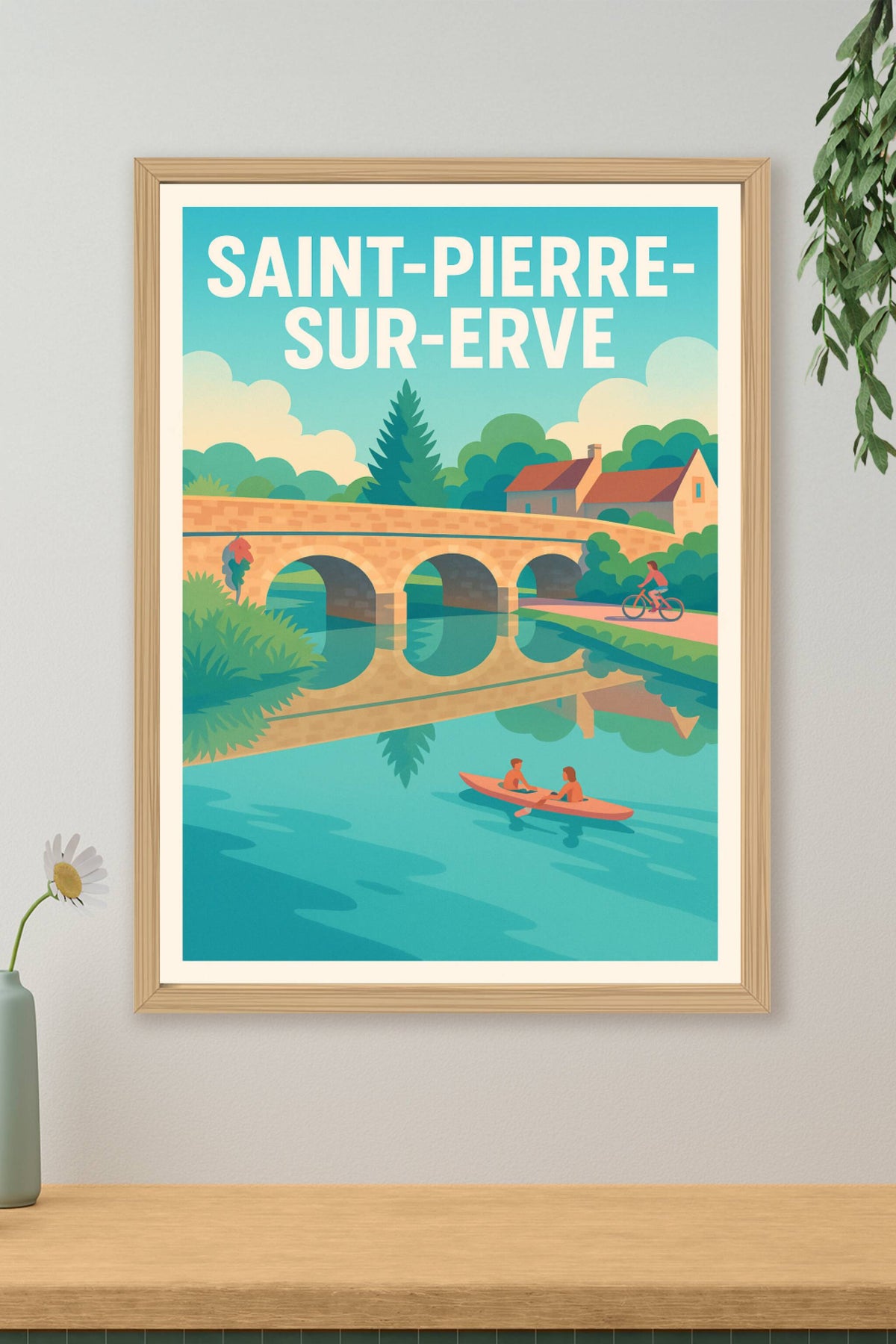 Affiche Saint-Pierre-sur-Erve — Douceur de vie au fil de l'eau · poster d'art de Saint-Pierre-sur-Erve