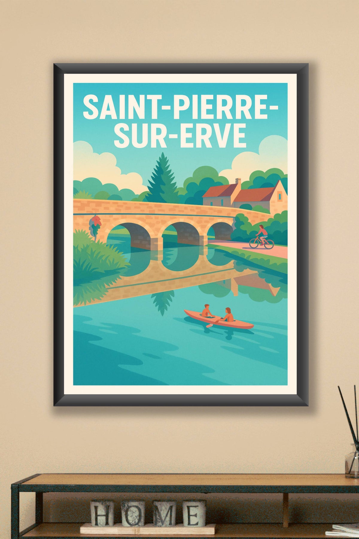 Affiche Saint-Pierre-sur-Erve — Douceur de vie au fil de l'eau · poster d'art de Saint-Pierre-sur-Erve