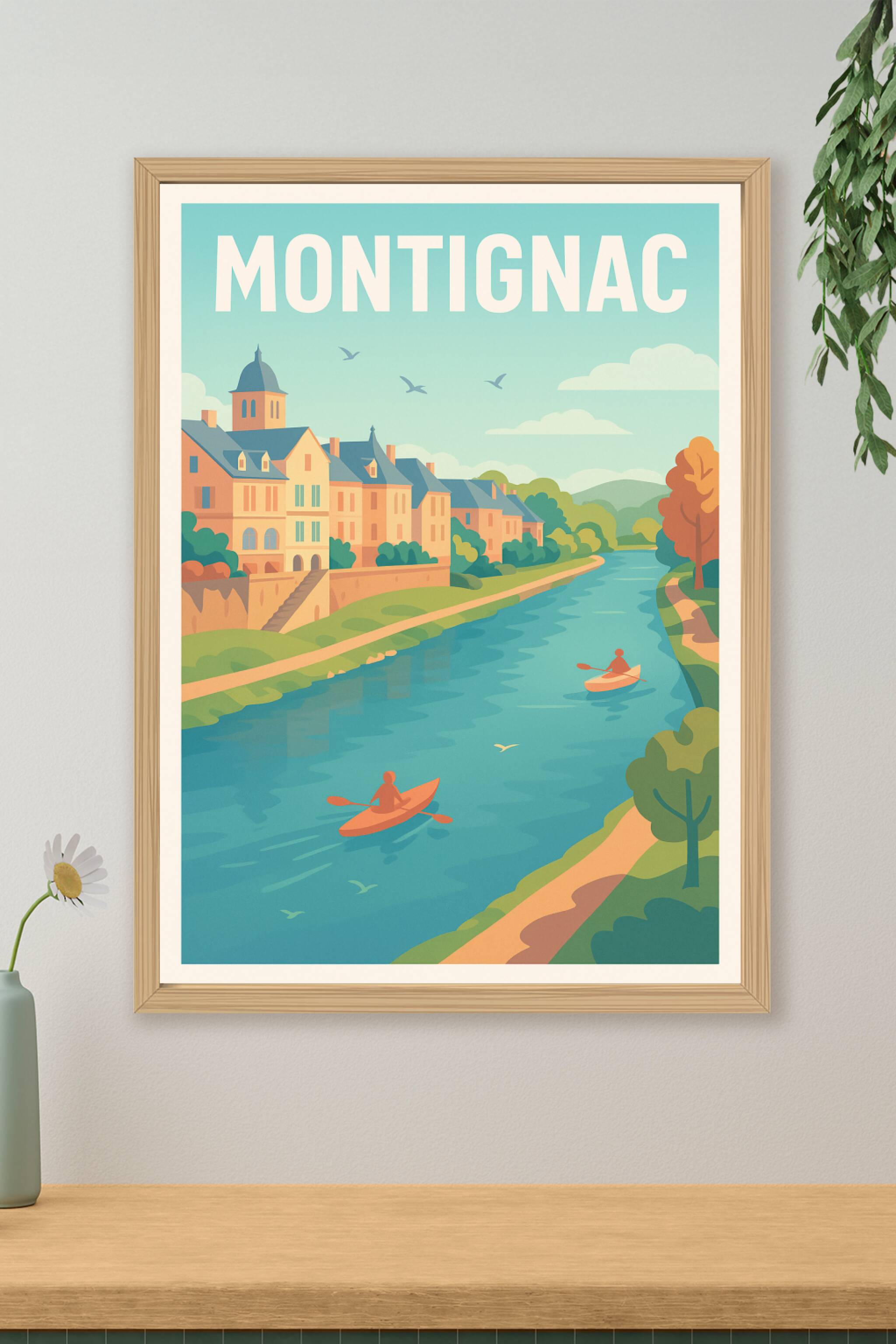 Affiche Montignac — Sérénité sur la Dordogne · poster d'art de Montignac
