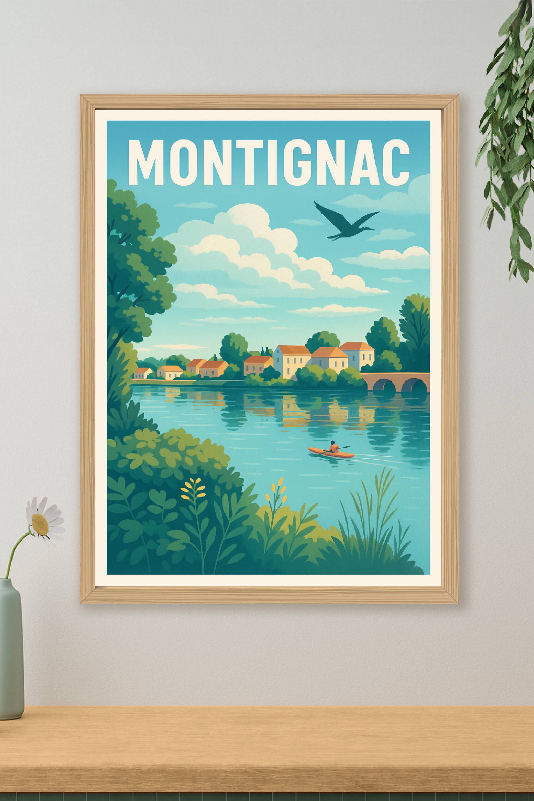 Affiche Montignac — L'évasion paisible au fil de l'eau · poster d'art de Montignac