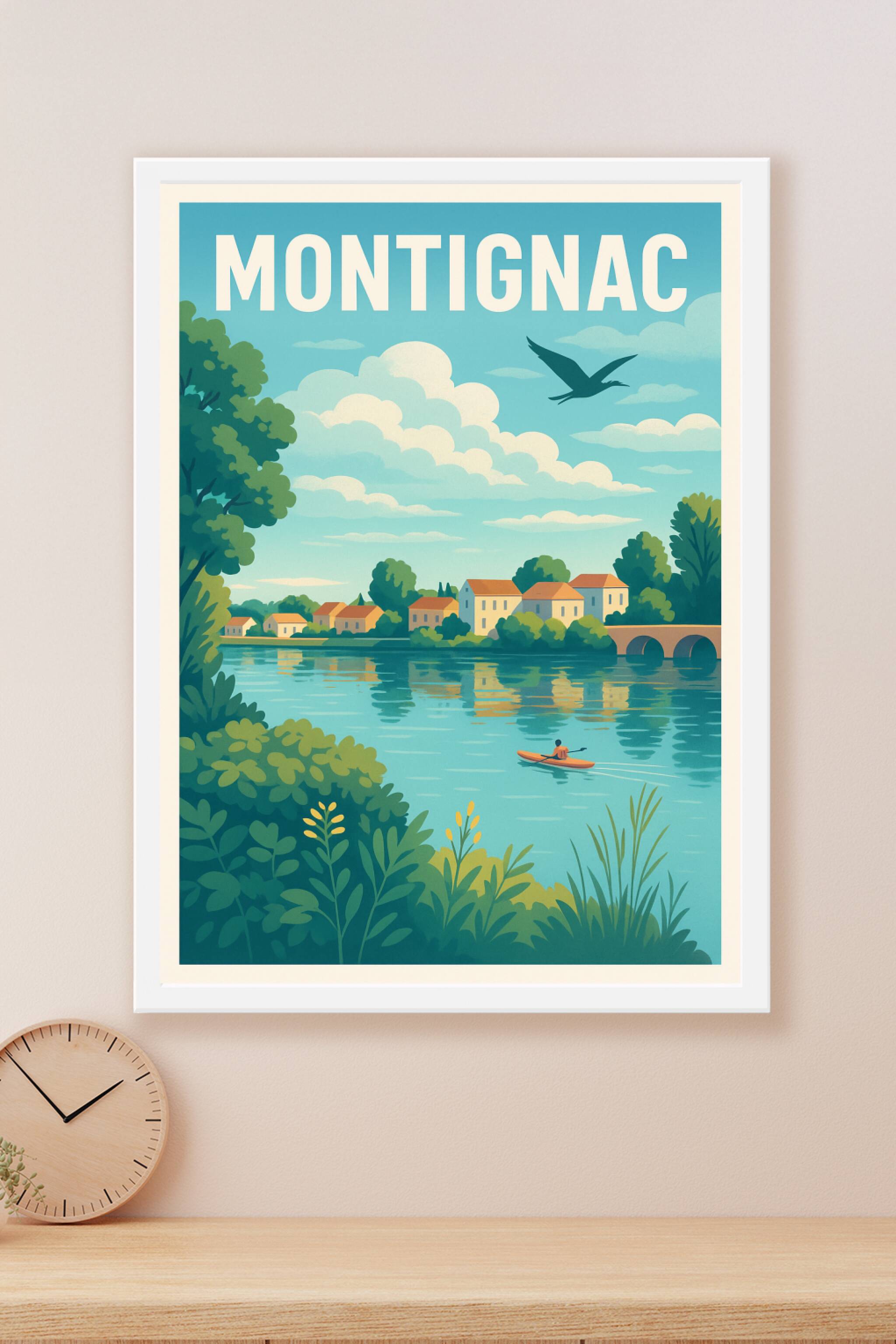 Affiche Montignac — L'évasion paisible au fil de l'eau · poster d'art de Montignac