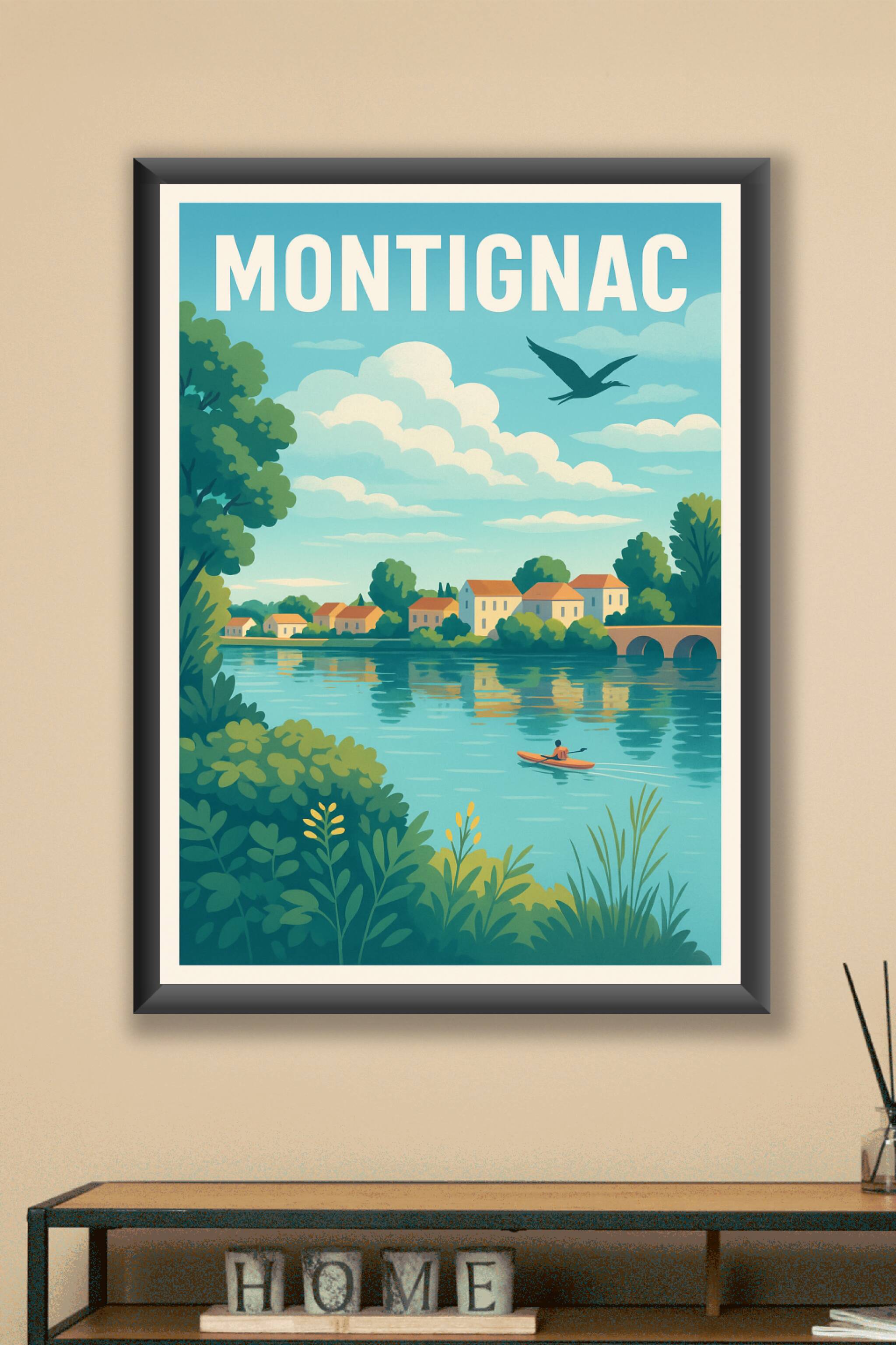 Affiche Montignac — L'évasion paisible au fil de l'eau · poster d'art de Montignac