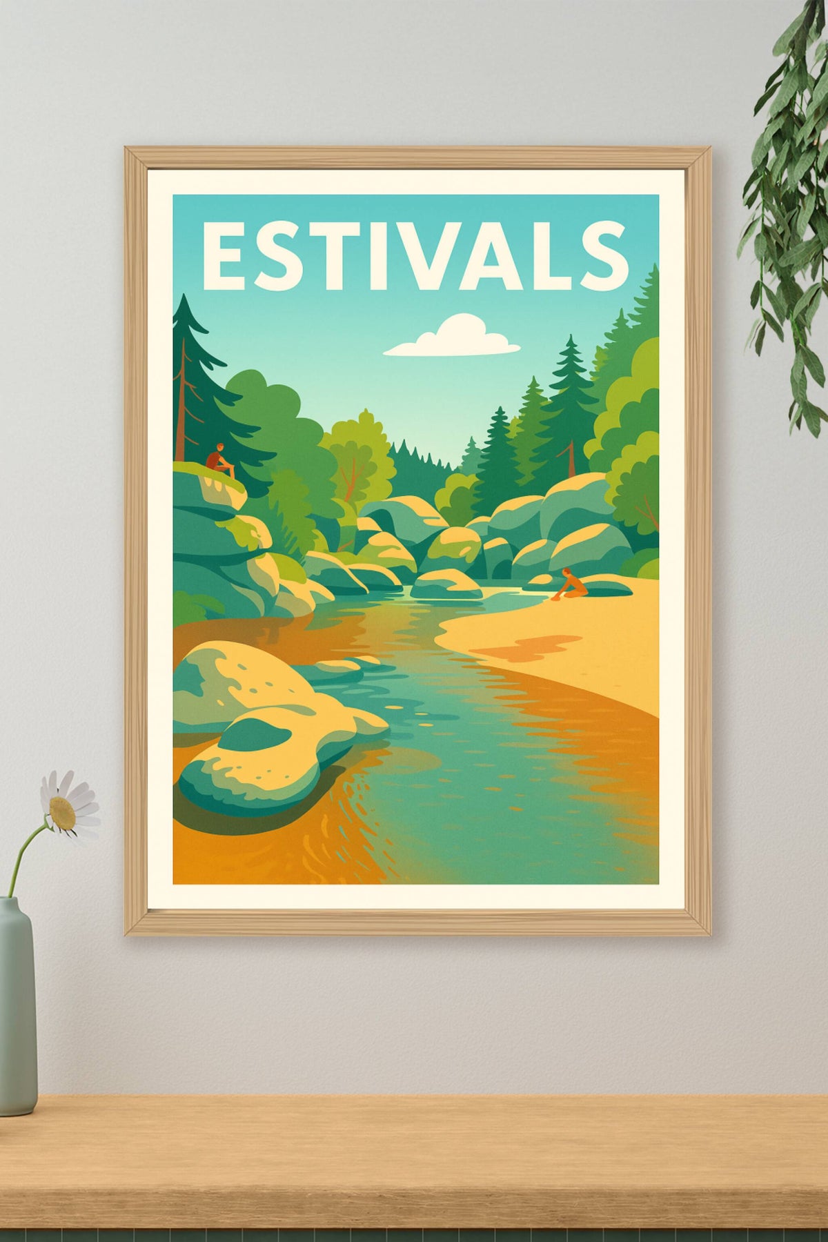 Affiche Estivals — Sérénité au bord de la rivière · poster d'art de Estivals