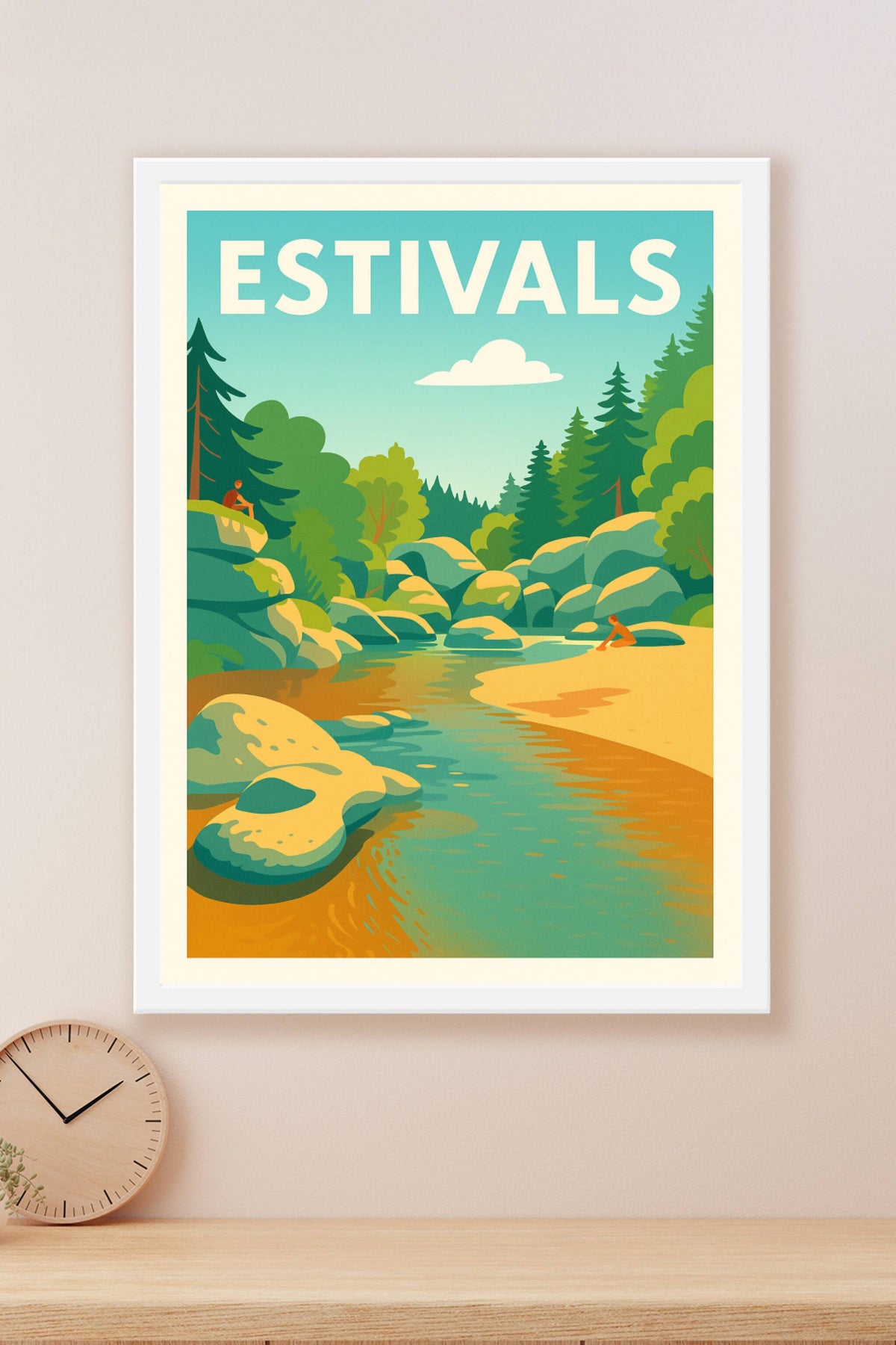 Affiche Estivals — Sérénité au bord de la rivière · poster d'art de Estivals