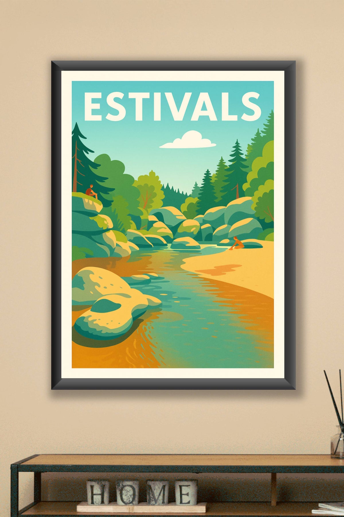 Affiche Estivals — Sérénité au bord de la rivière · poster d'art de Estivals