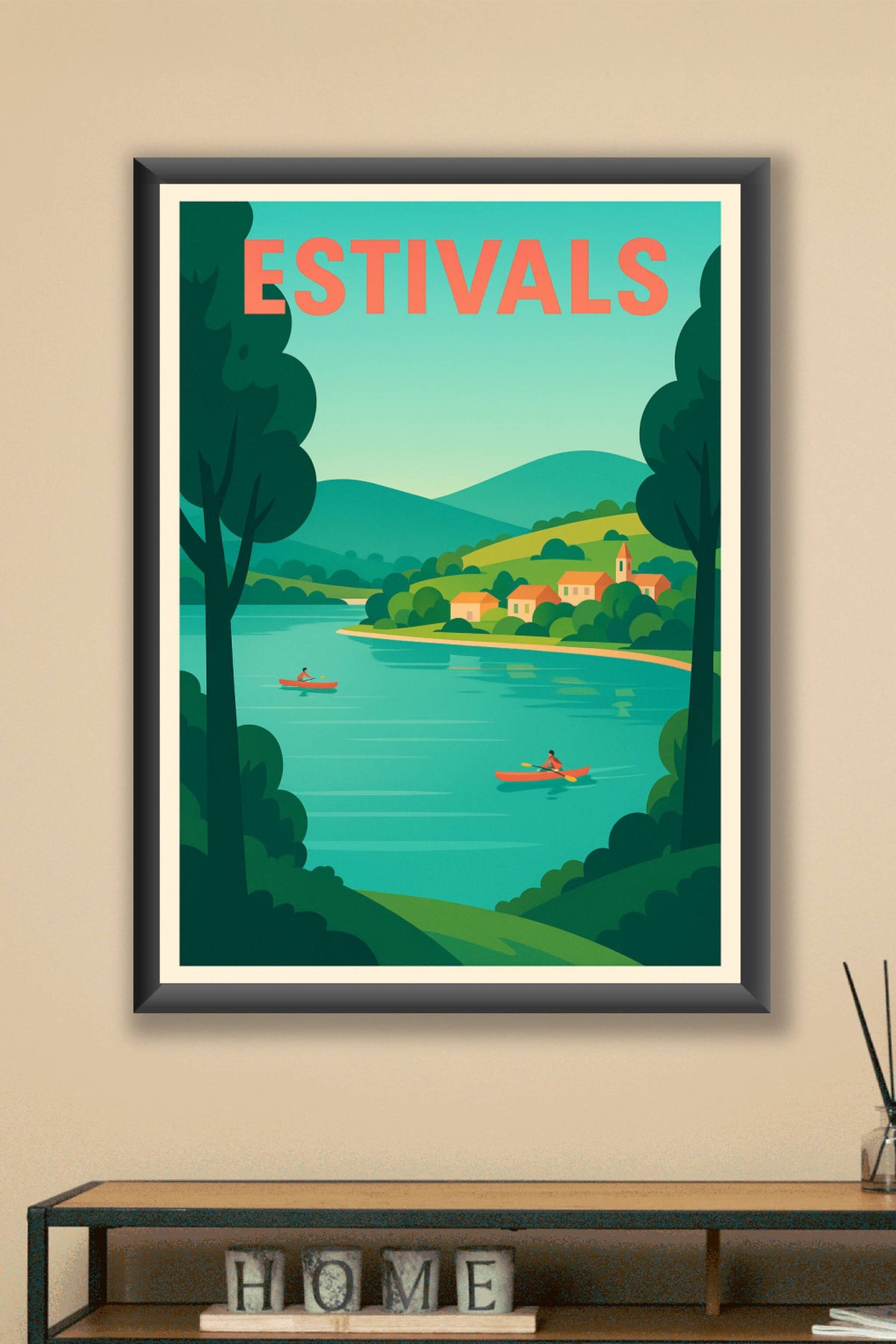 Affiche Estivals — Évasion Nature et Sérénité au Bord de l'Eau · poster d'art de Estivals