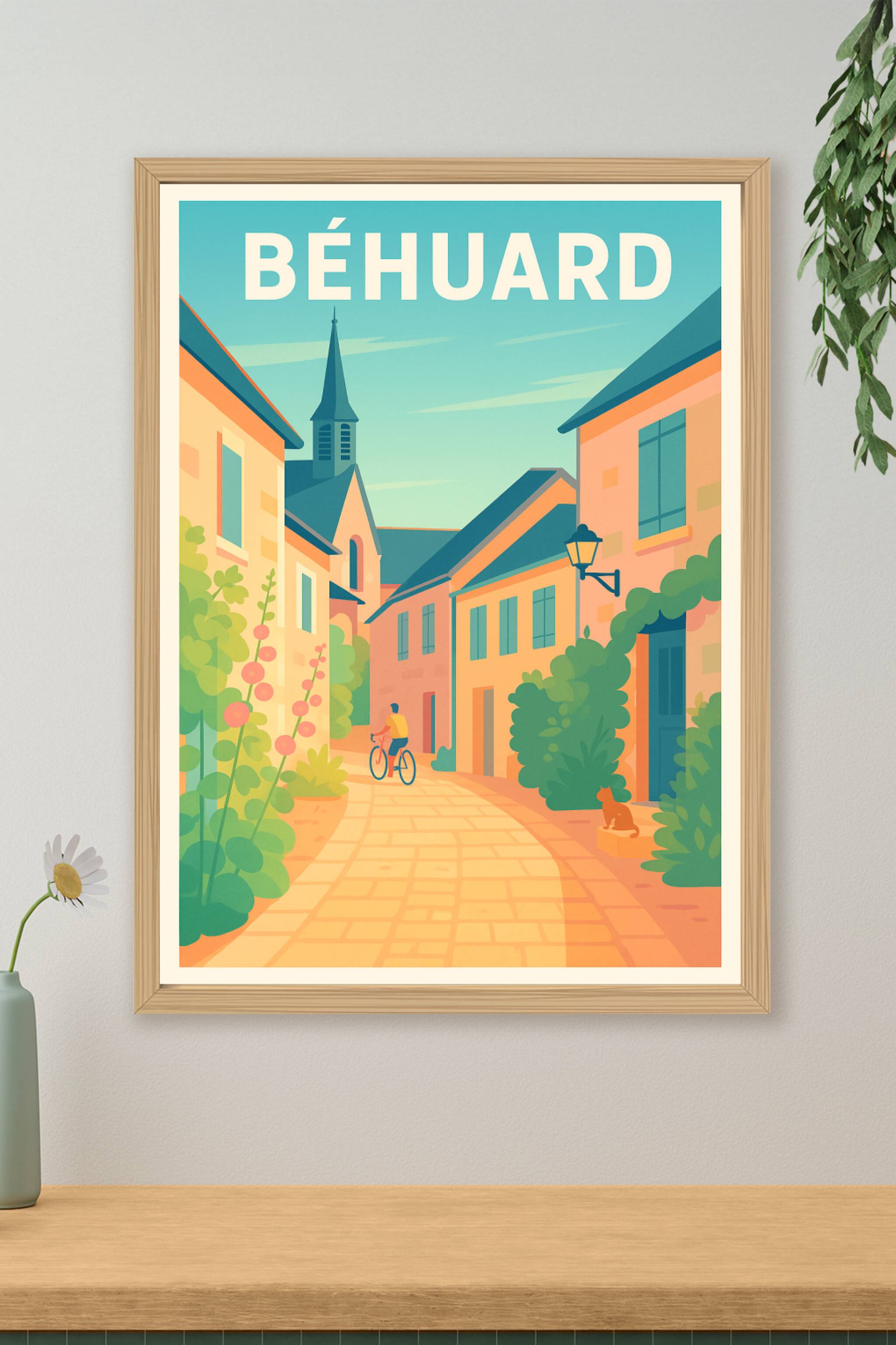 Affiche de Béhuard - Charme paisible d'un village fleuri