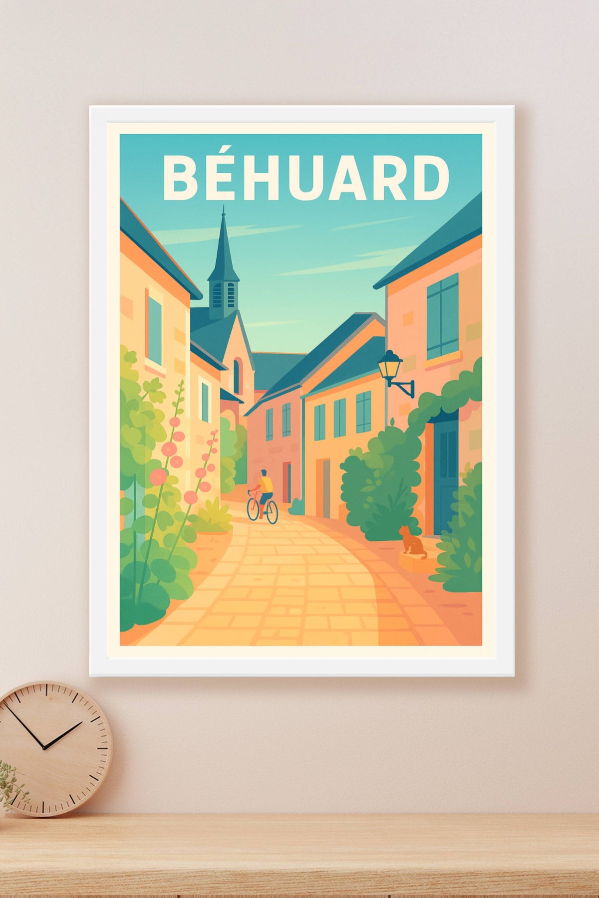 Affiche Béhuard — Charme paisible d'un village fleuri · poster d'art de Béhuard