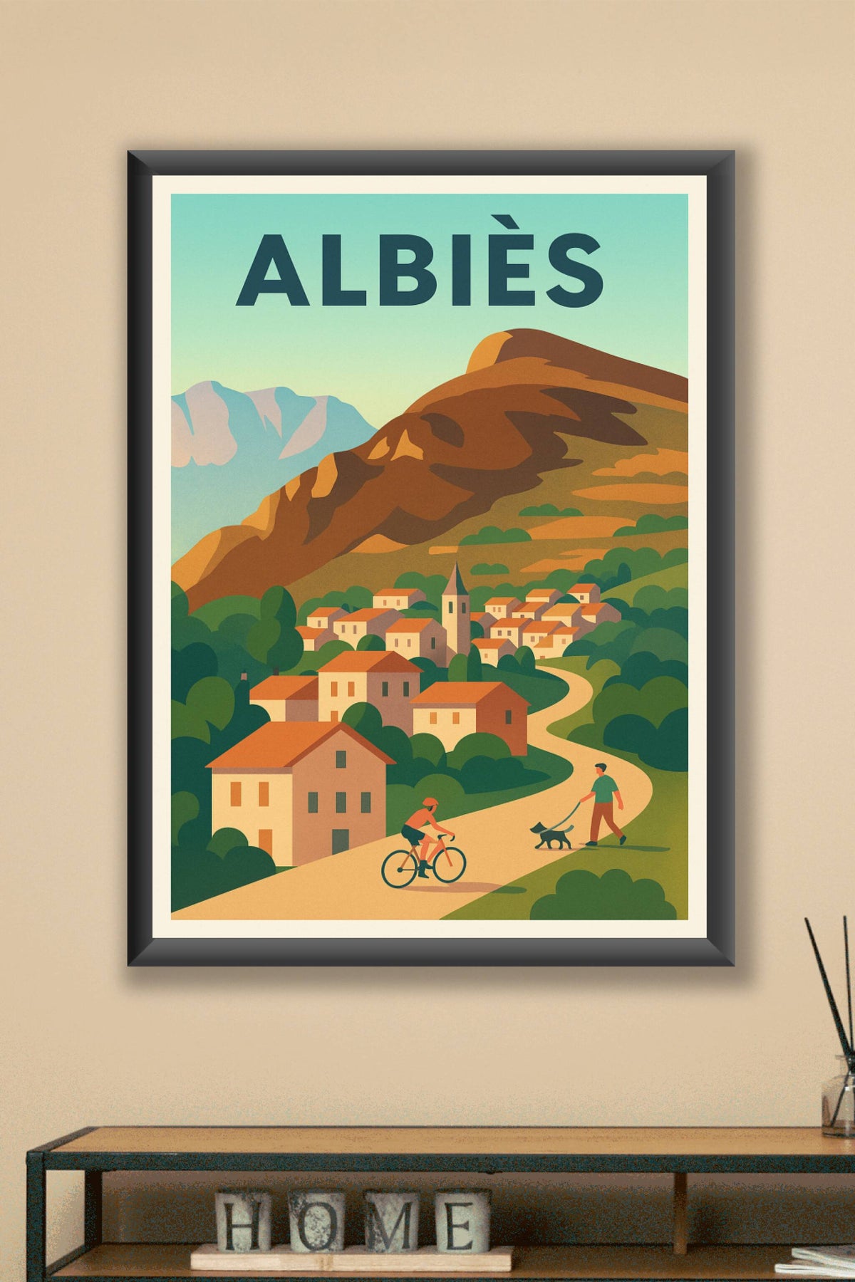 Affiche Albiès — Le charme paisible des montagnes ariégeoises · poster d'art de Albiès