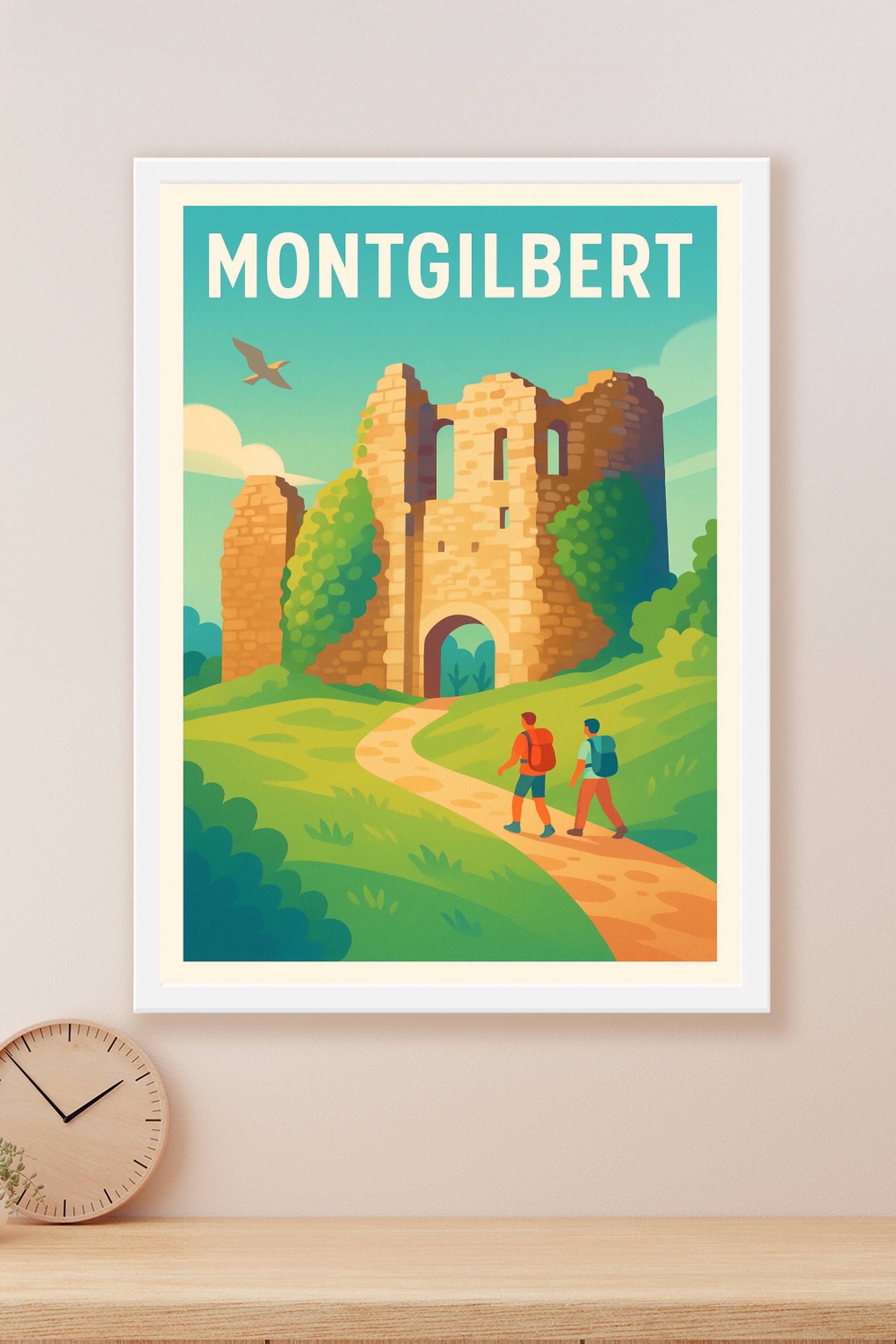 Affiche Montgilbert — L'aventure au cœur des ruines historiques · poster d'art de Montgilbert