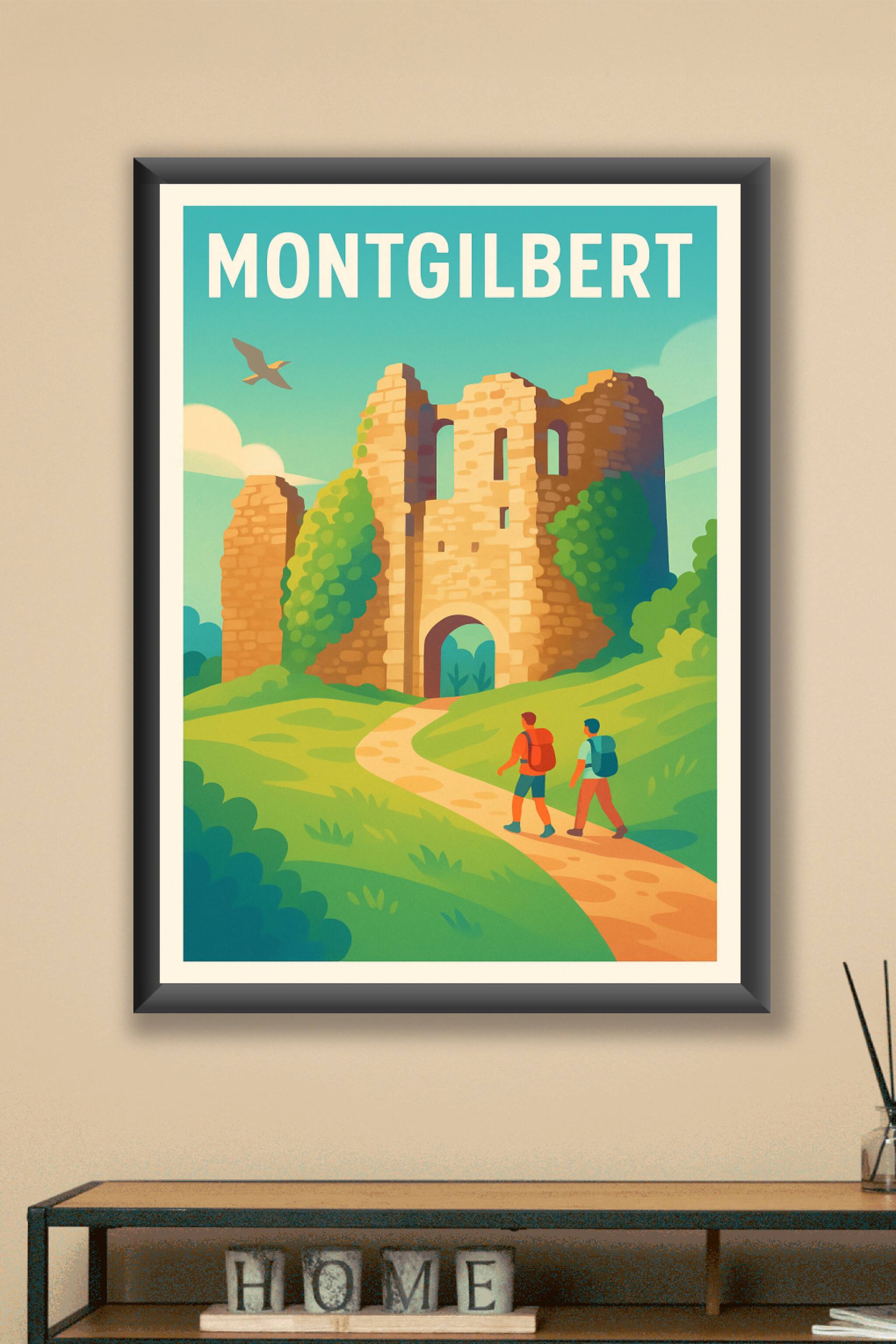 Affiche Montgilbert — L'aventure au cœur des ruines historiques · poster d'art de Montgilbert