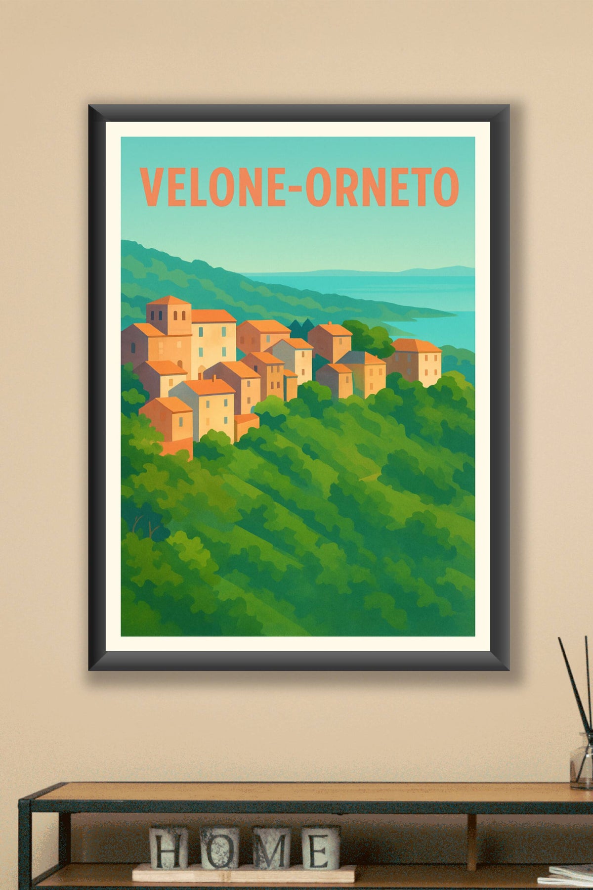 Affiche Velone-Orneto — Oasis méditerranéenne entre mer et collines · poster d'art de Velone-Orneto