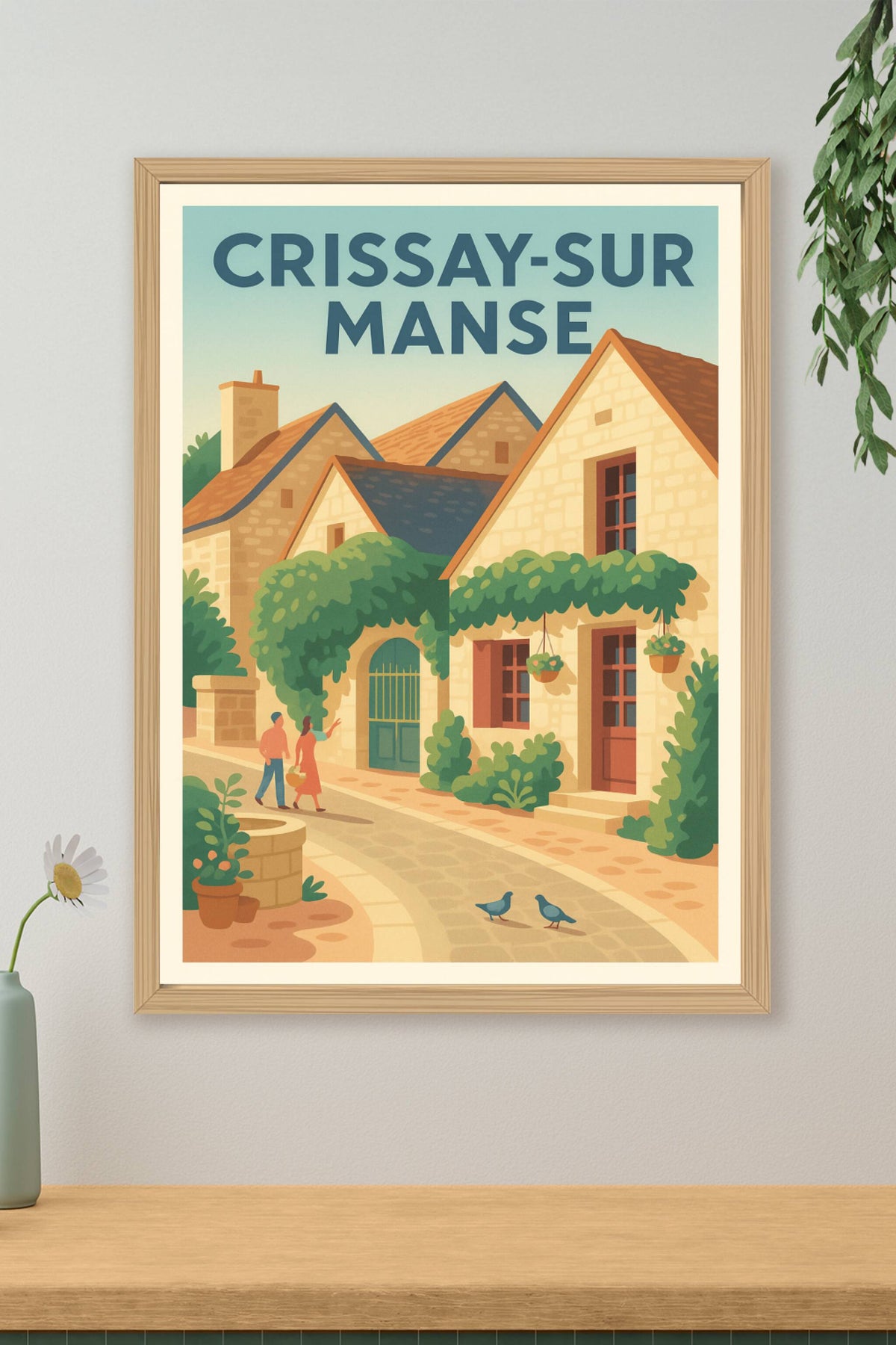 Affiche Crissay-sur-Manse — Charme paisible de village d'autrefois · poster d'art de Crissay-sur-Manse