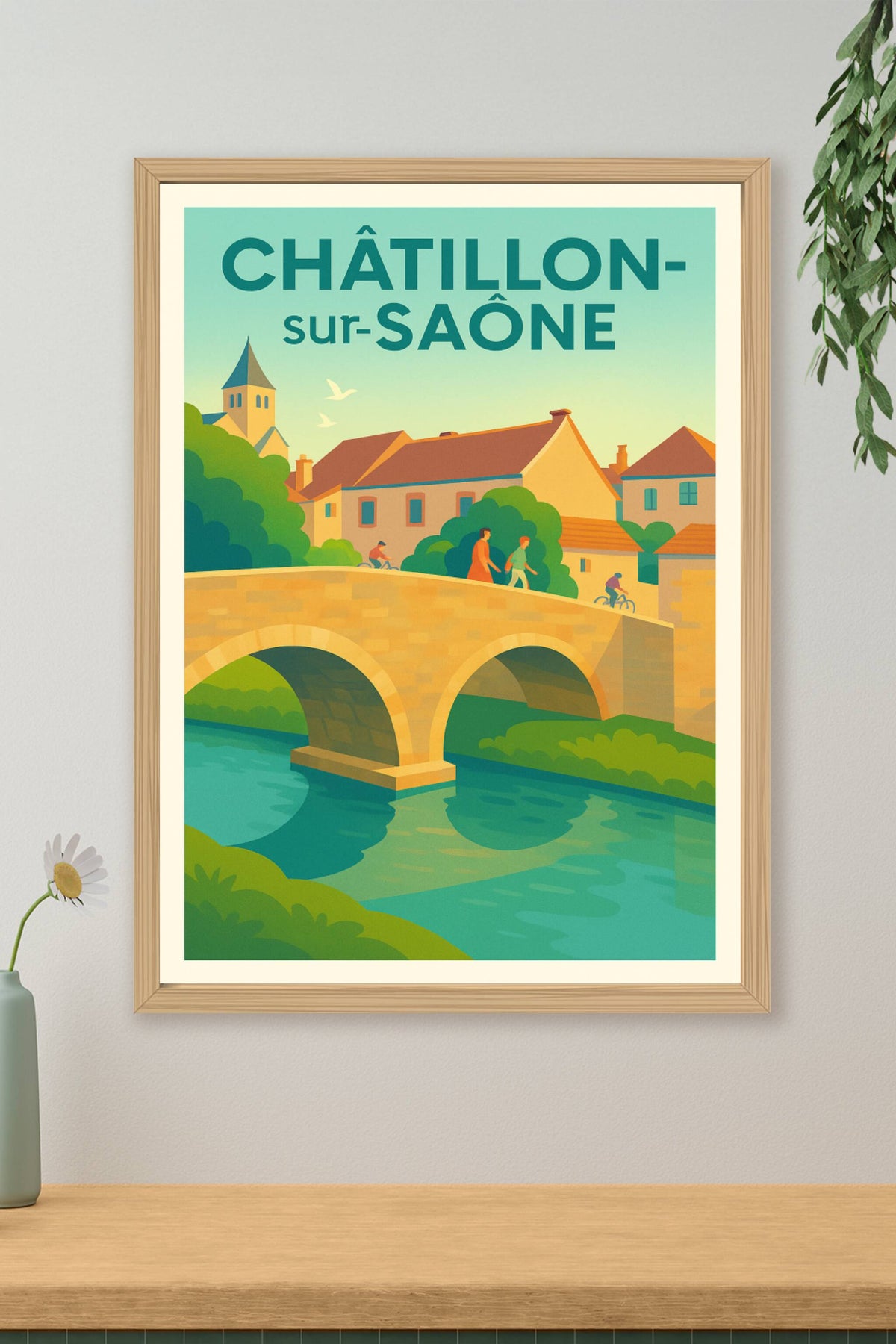 Affiche Châtillon-sur-Saône — Charme bucolique au fil de l'eau · poster d'art de Châtillon-sur-Saône