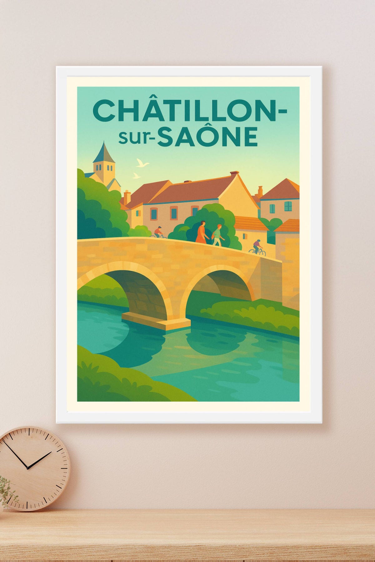 Affiche Châtillon-sur-Saône — Charme bucolique au fil de l'eau · poster d'art de Châtillon-sur-Saône