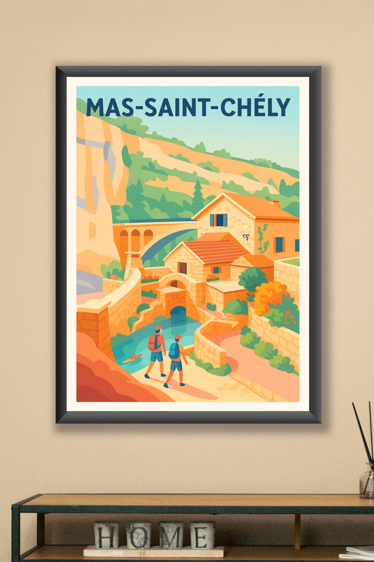 Affiche Mas-Saint-Chély — Évasion au cœur des gorges · poster d'art de Mas-Saint-Chély