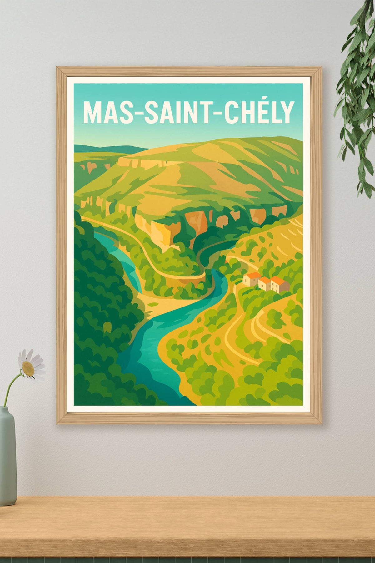 Affiche Mas-Saint-Chély — Voyage au cœur des gorges pittoresques · poster d'art de Mas-Saint-Chély