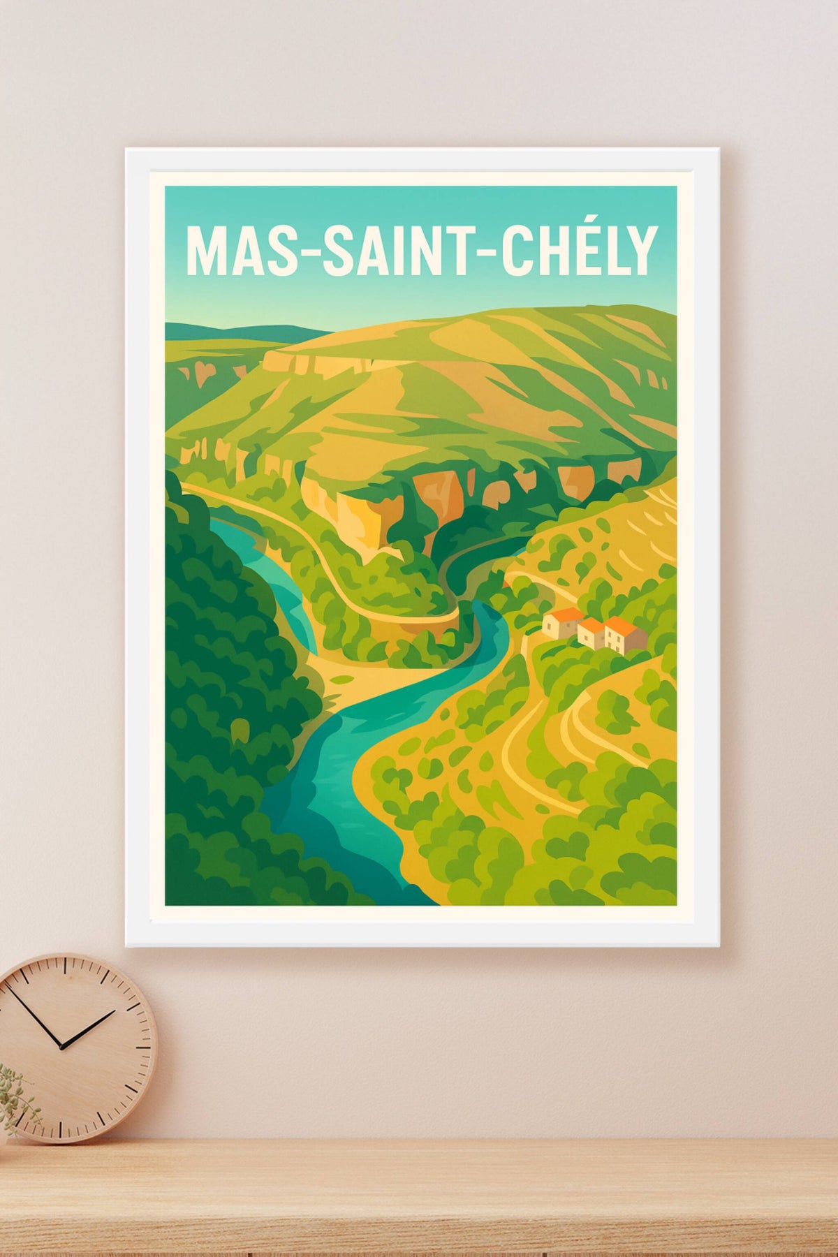 Affiche Mas-Saint-Chély — Voyage au cœur des gorges pittoresques · poster d'art de Mas-Saint-Chély