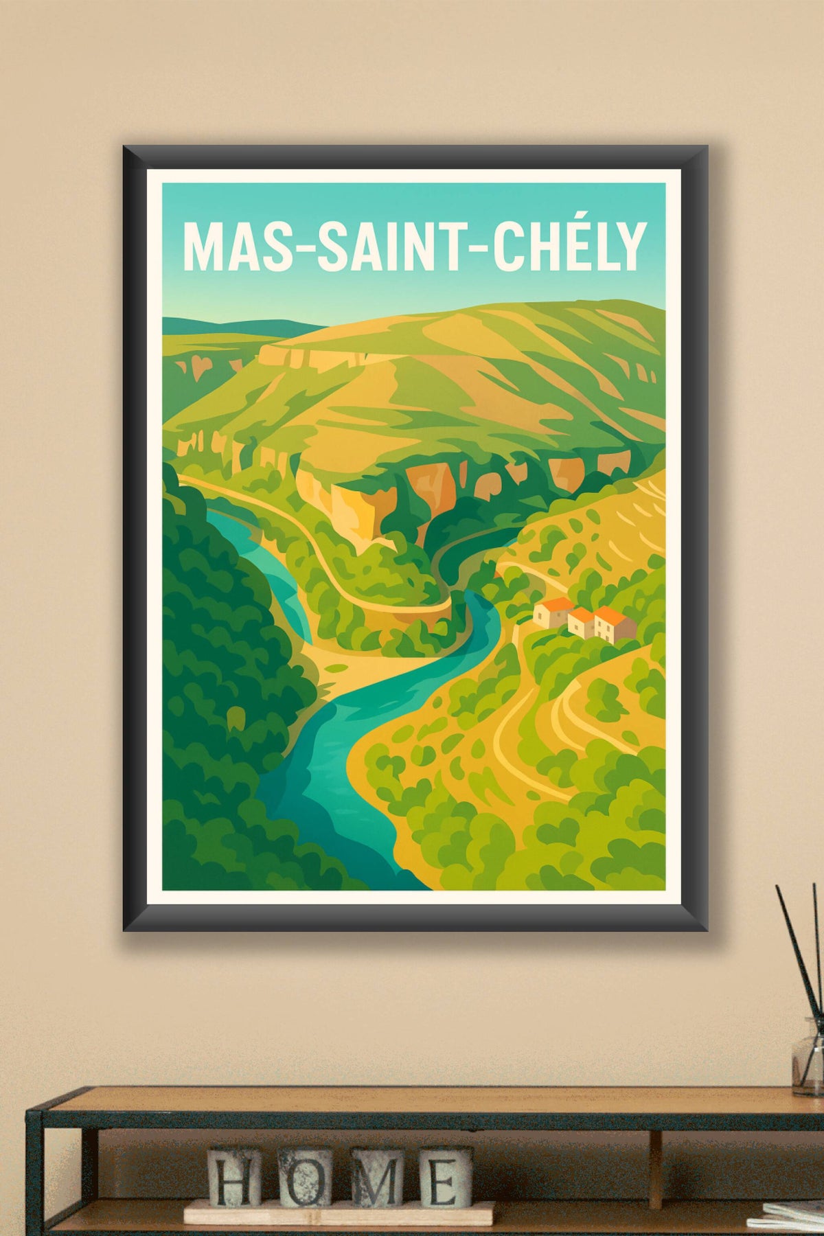 Affiche Mas-Saint-Chély — Voyage au cœur des gorges pittoresques · poster d'art de Mas-Saint-Chély