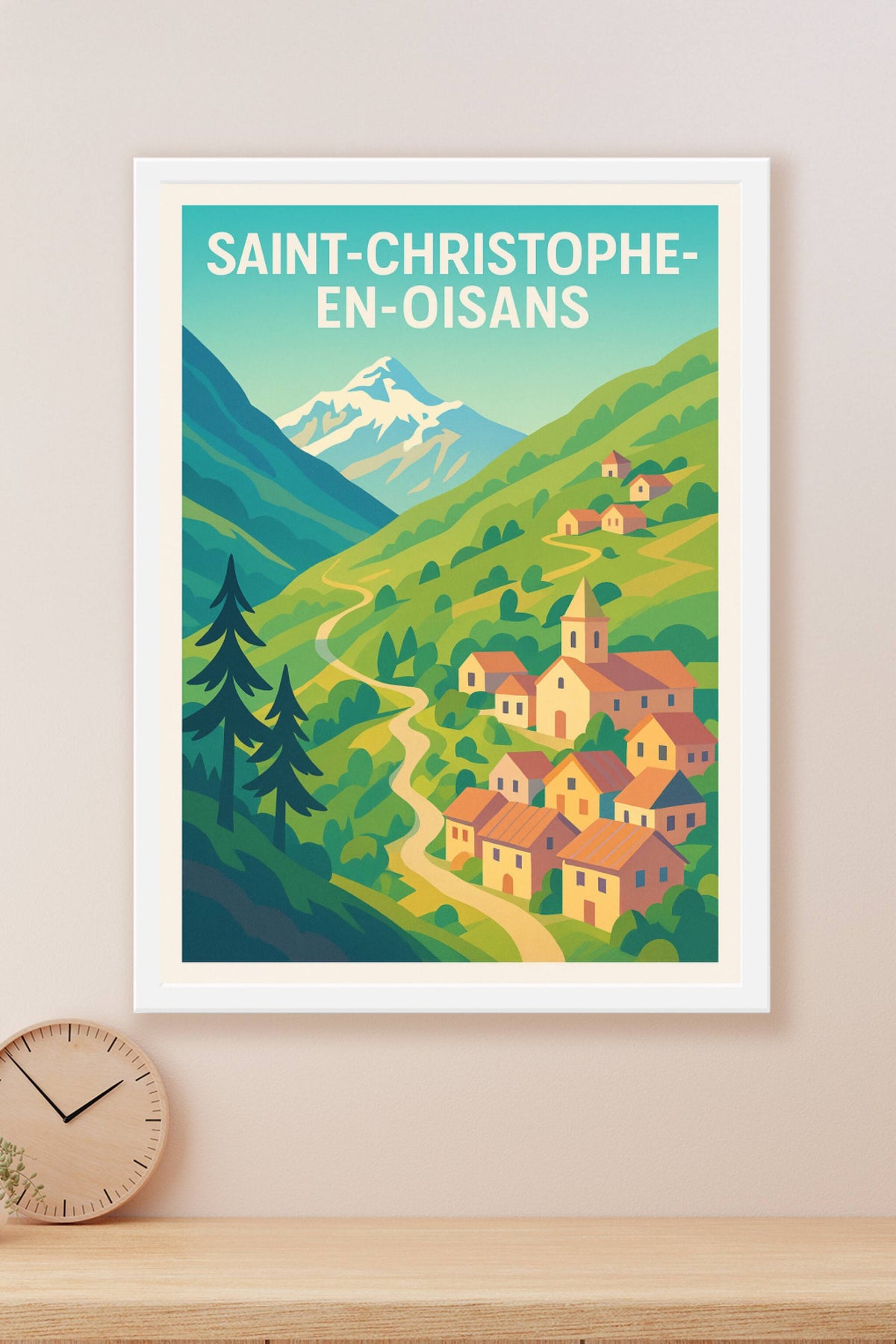Affiche Saint-Christophe-en-Oisans — Charme authentique des Alpes · poster d'art de Saint-Christophe-en-Oisans