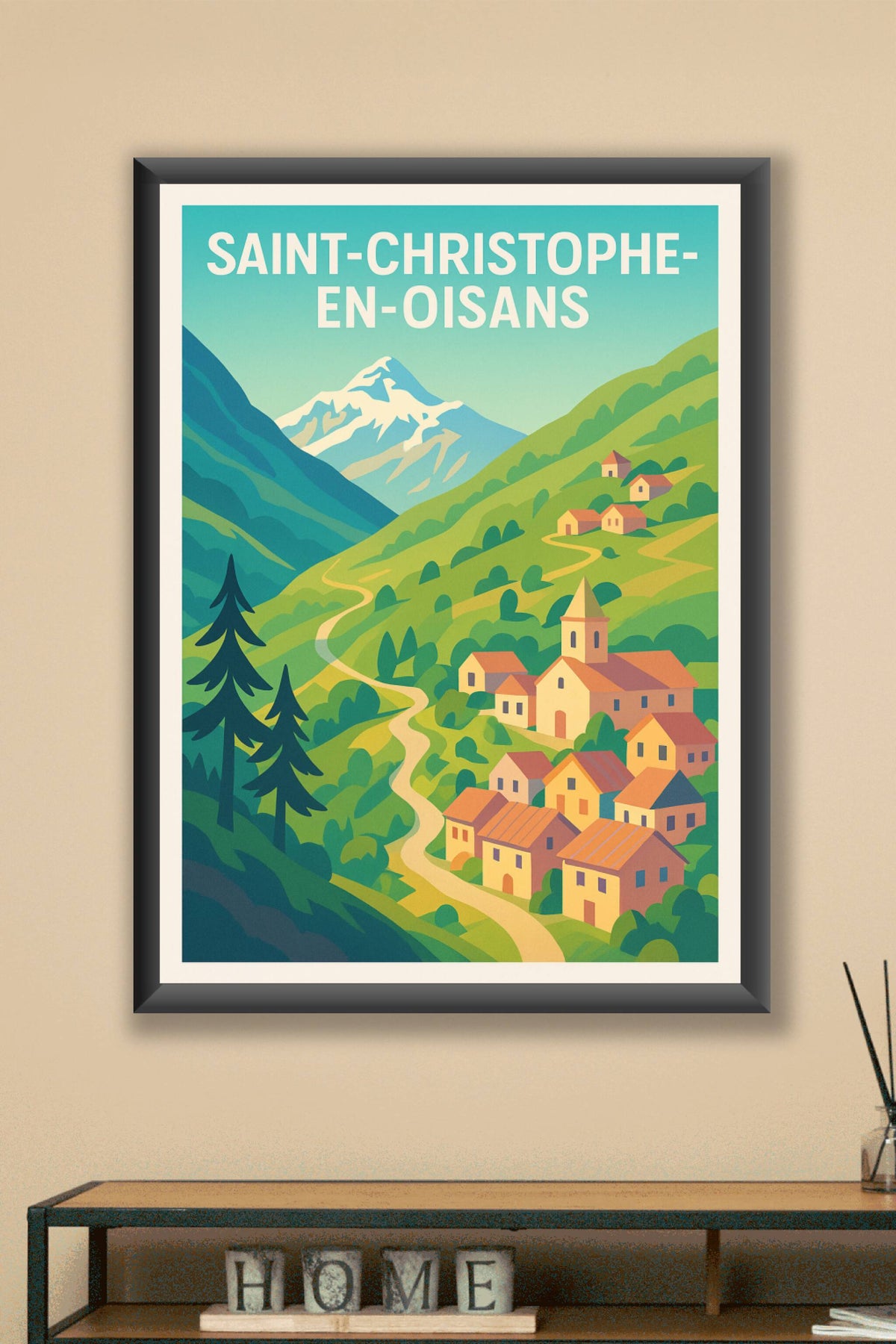 Affiche Saint-Christophe-en-Oisans — Charme authentique des Alpes · poster d'art de Saint-Christophe-en-Oisans