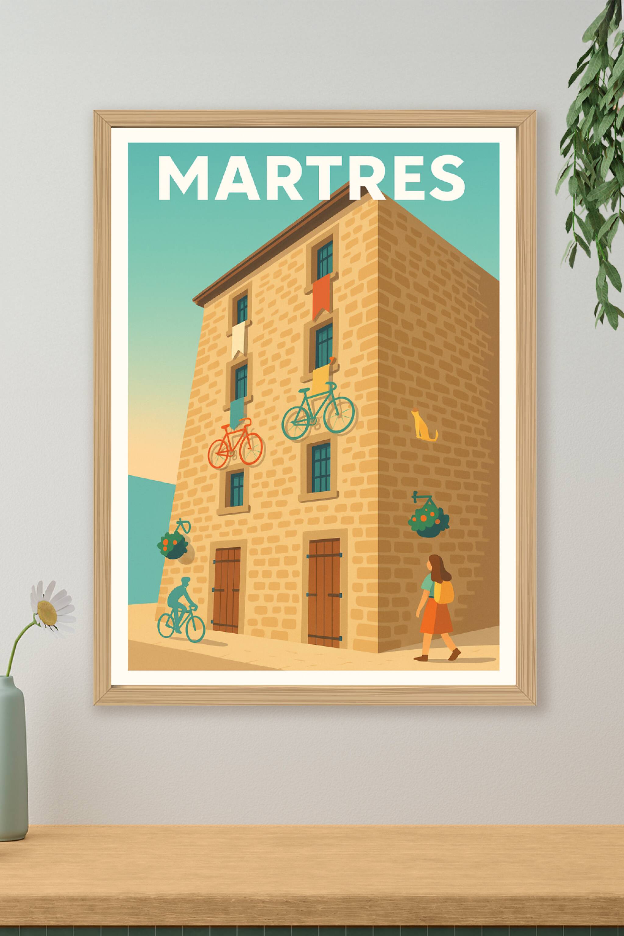 Affiche Martres — L'art de la balade à vélo en ville · poster d'art de Martres