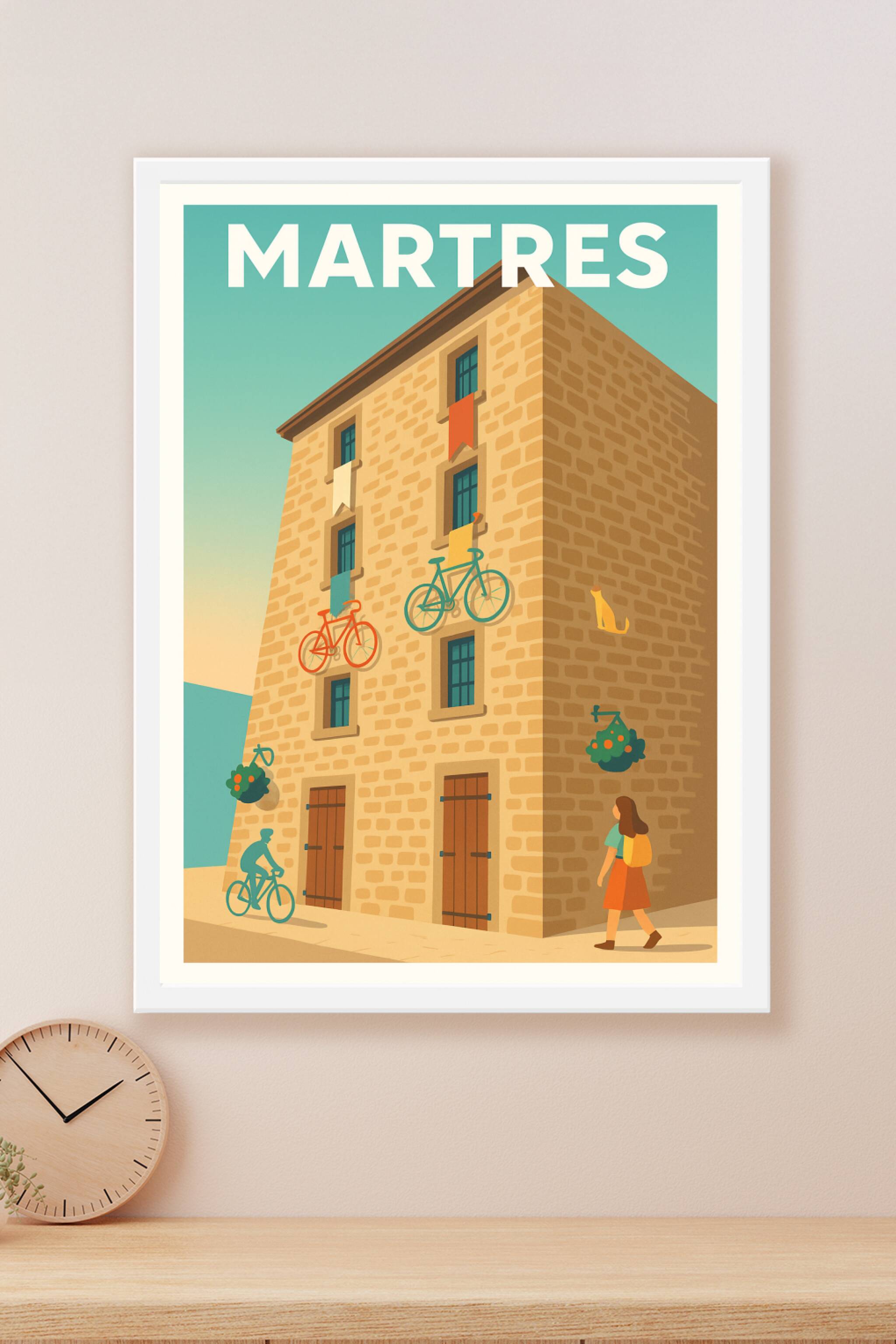 Affiche Martres — L'art de la balade à vélo en ville · poster d'art de Martres