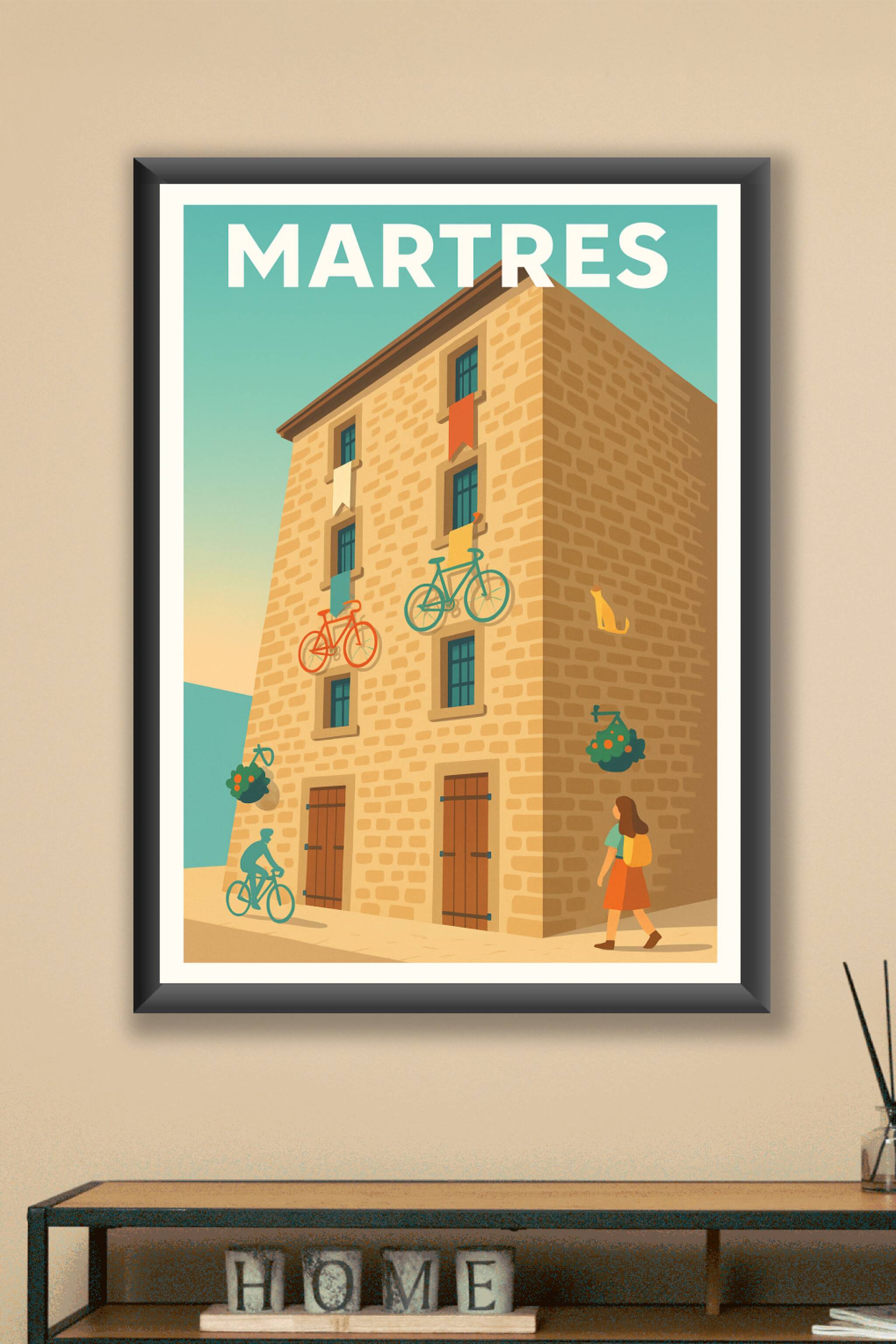 Affiche Martres — L'art de la balade à vélo en ville · poster d'art de Martres