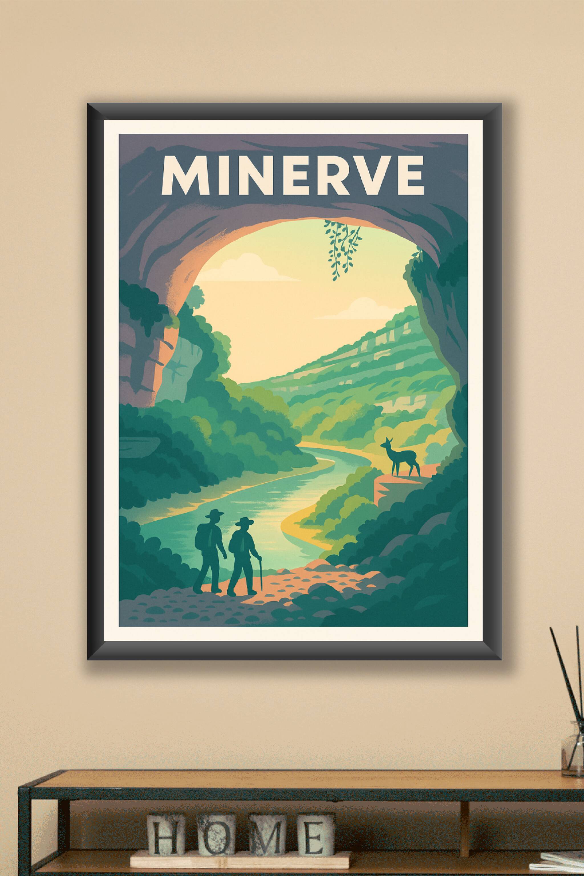 Affiche Minerve — Évasion nature et randonnée en vallée · poster d'art de Minerve