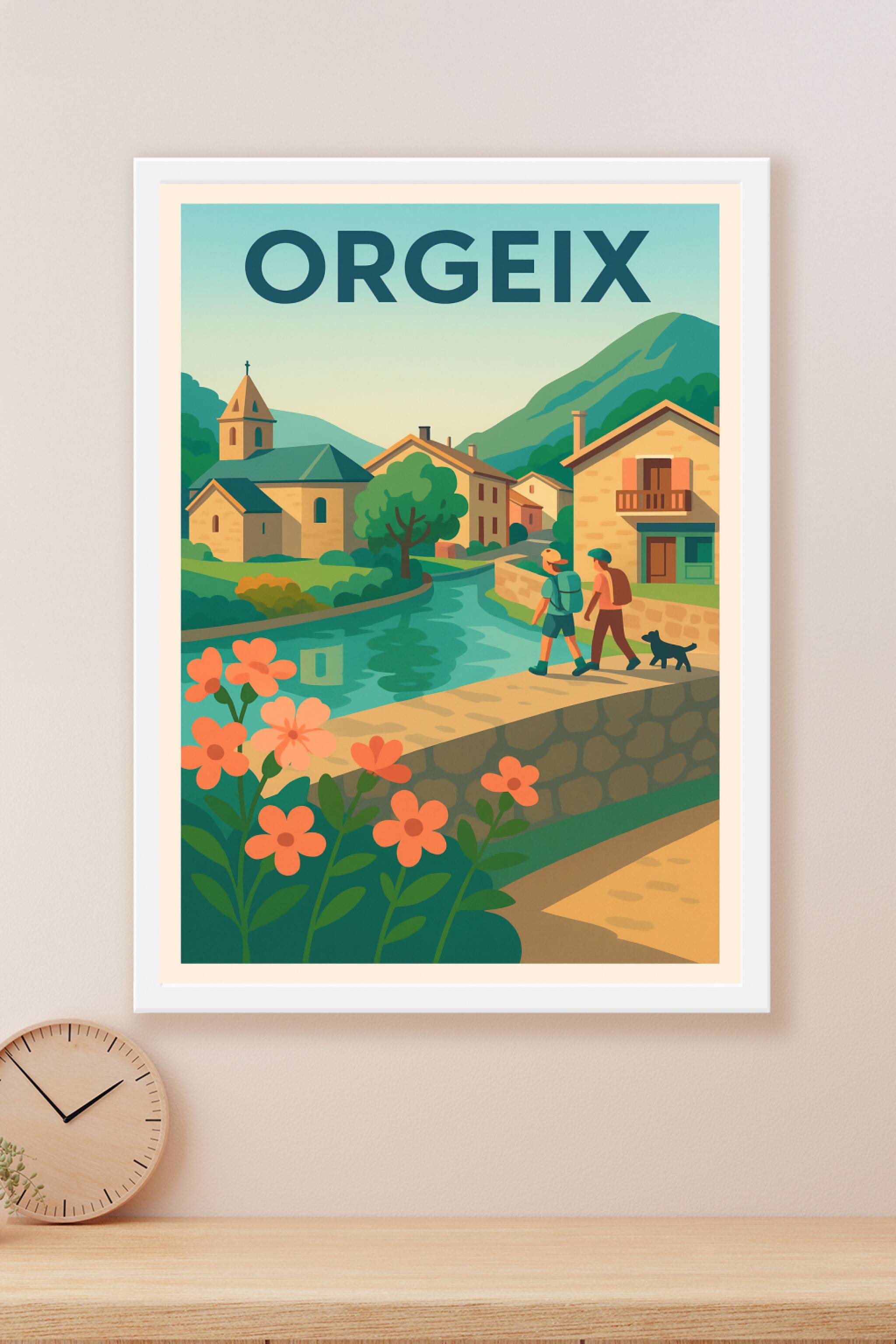 Affiche Orgeix — Village paisible au cœur des montagnes · poster d'art de Orgeix