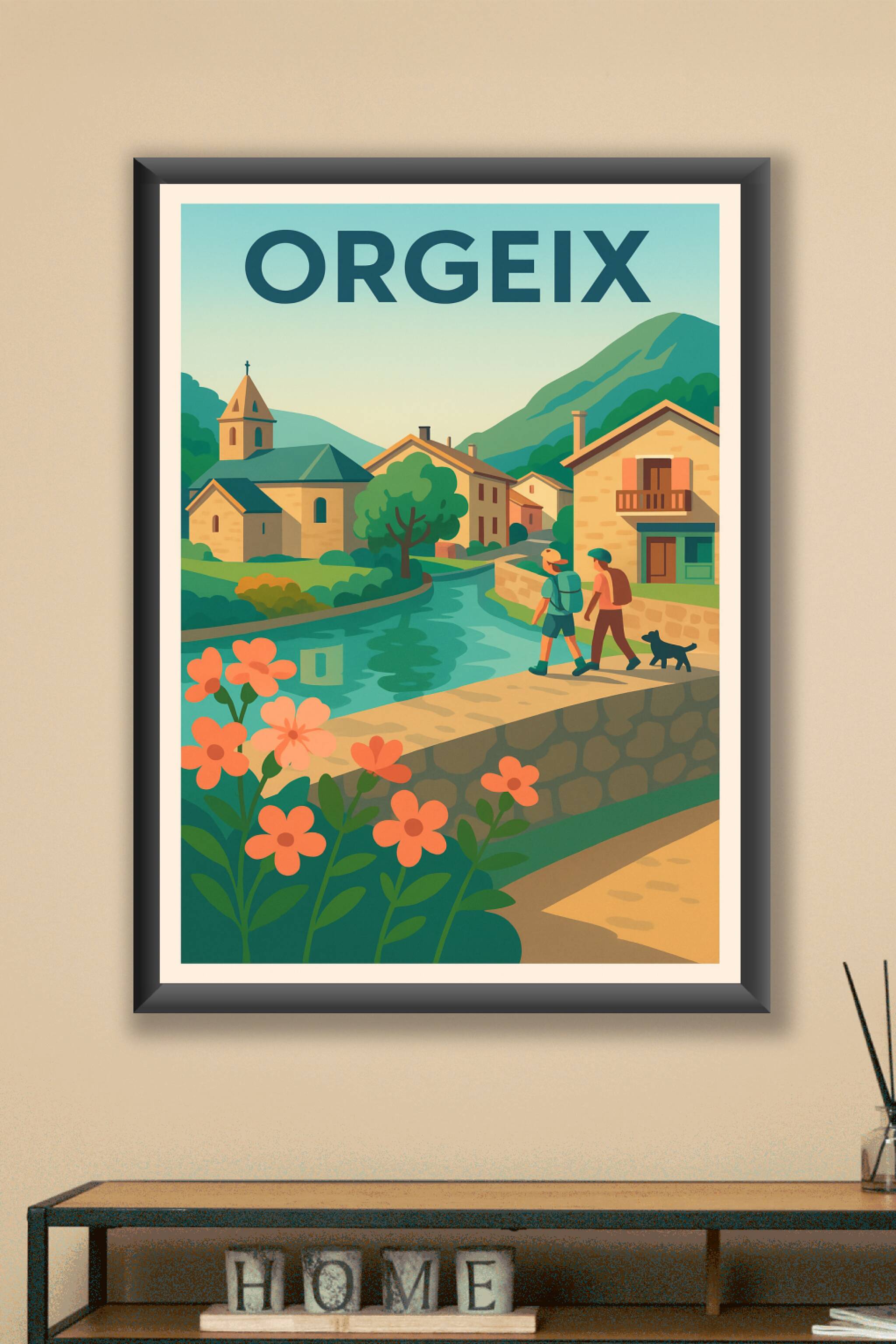 Affiche Orgeix — Village paisible au cœur des montagnes · poster d'art de Orgeix
