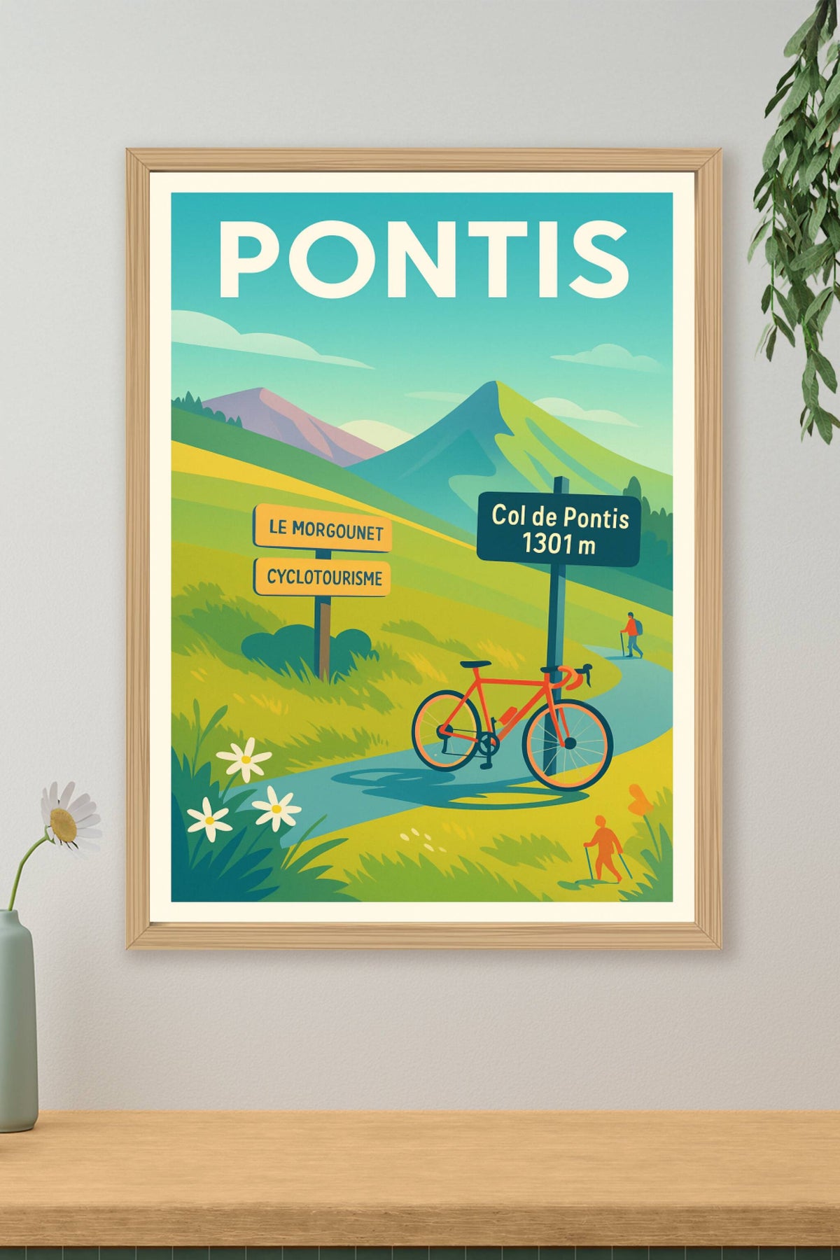 Affiche Pontis — Escapade cyclotouristique au cœur des montagnes · poster d'art de Pontis