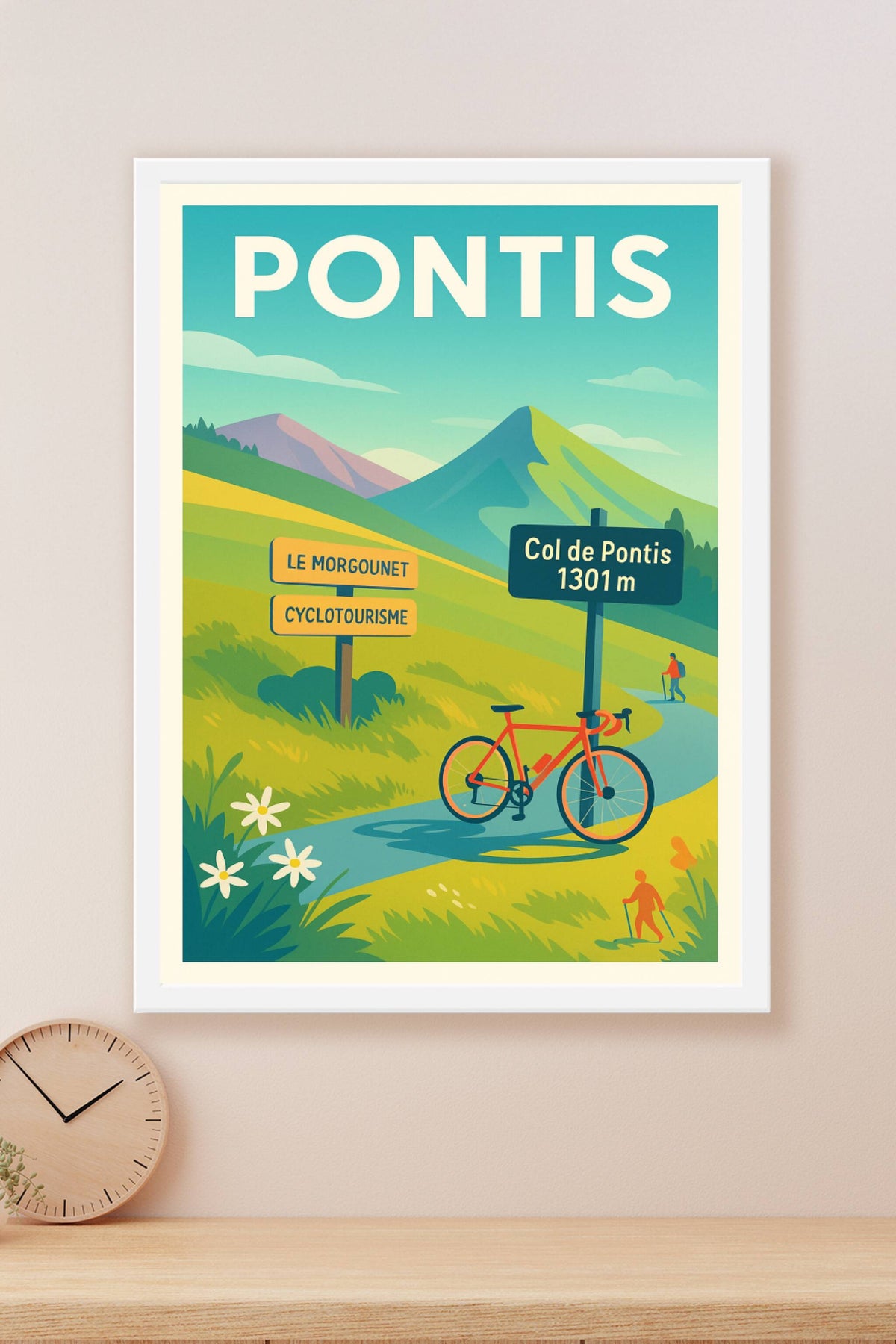 Affiche Pontis — Escapade cyclotouristique au cœur des montagnes · poster d'art de Pontis