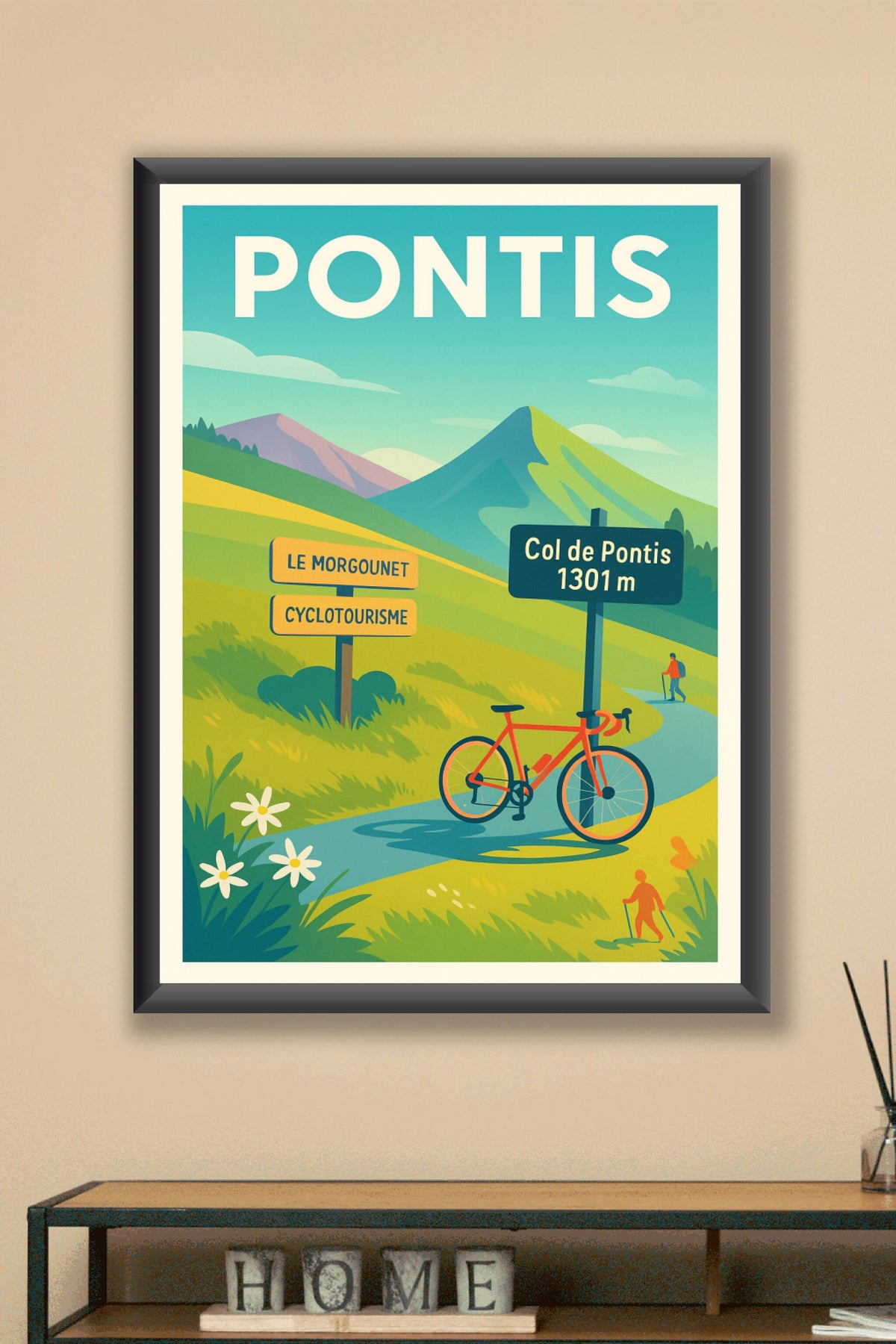 Affiche Pontis — Escapade cyclotouristique au cœur des montagnes · poster d'art de Pontis