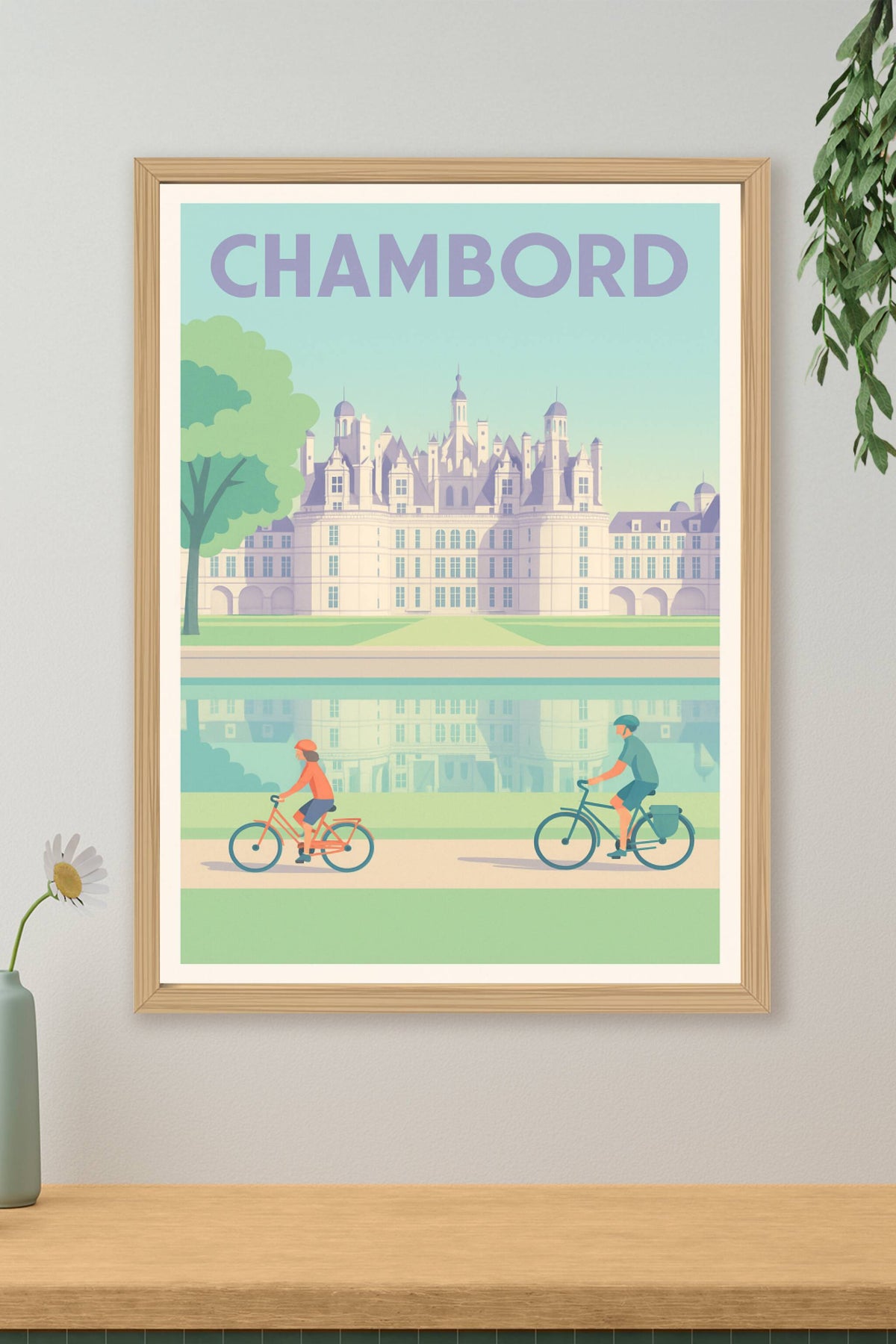 Affiche Chambord — Charme et élégance à vélo · poster d'art de Chambord