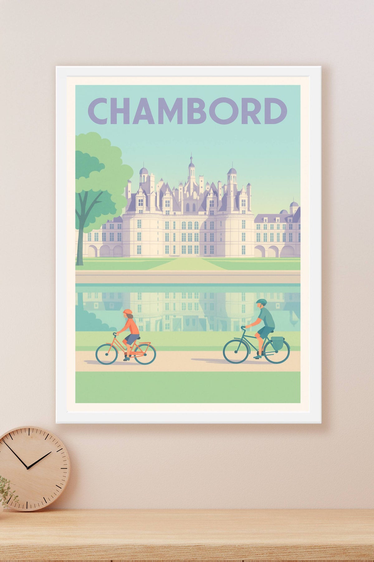 Affiche Chambord — Charme et élégance à vélo · poster d'art de Chambord