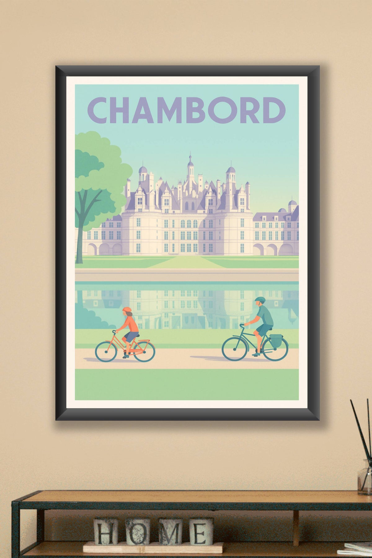 Affiche Chambord — Charme et élégance à vélo · poster d'art de Chambord
