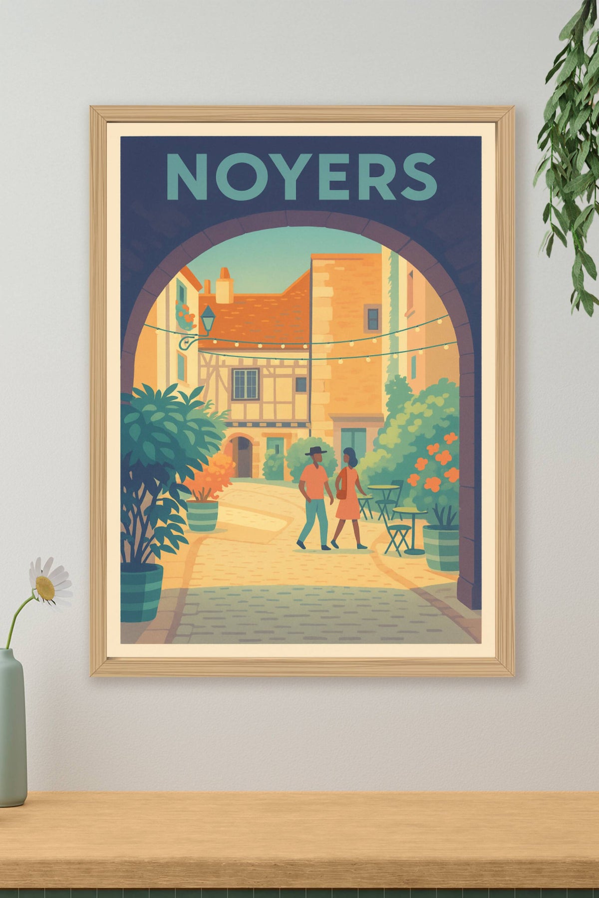 Affiche Noyers — Charme et douceur d'une escapade en Bourgogne · poster d'art de Noyers