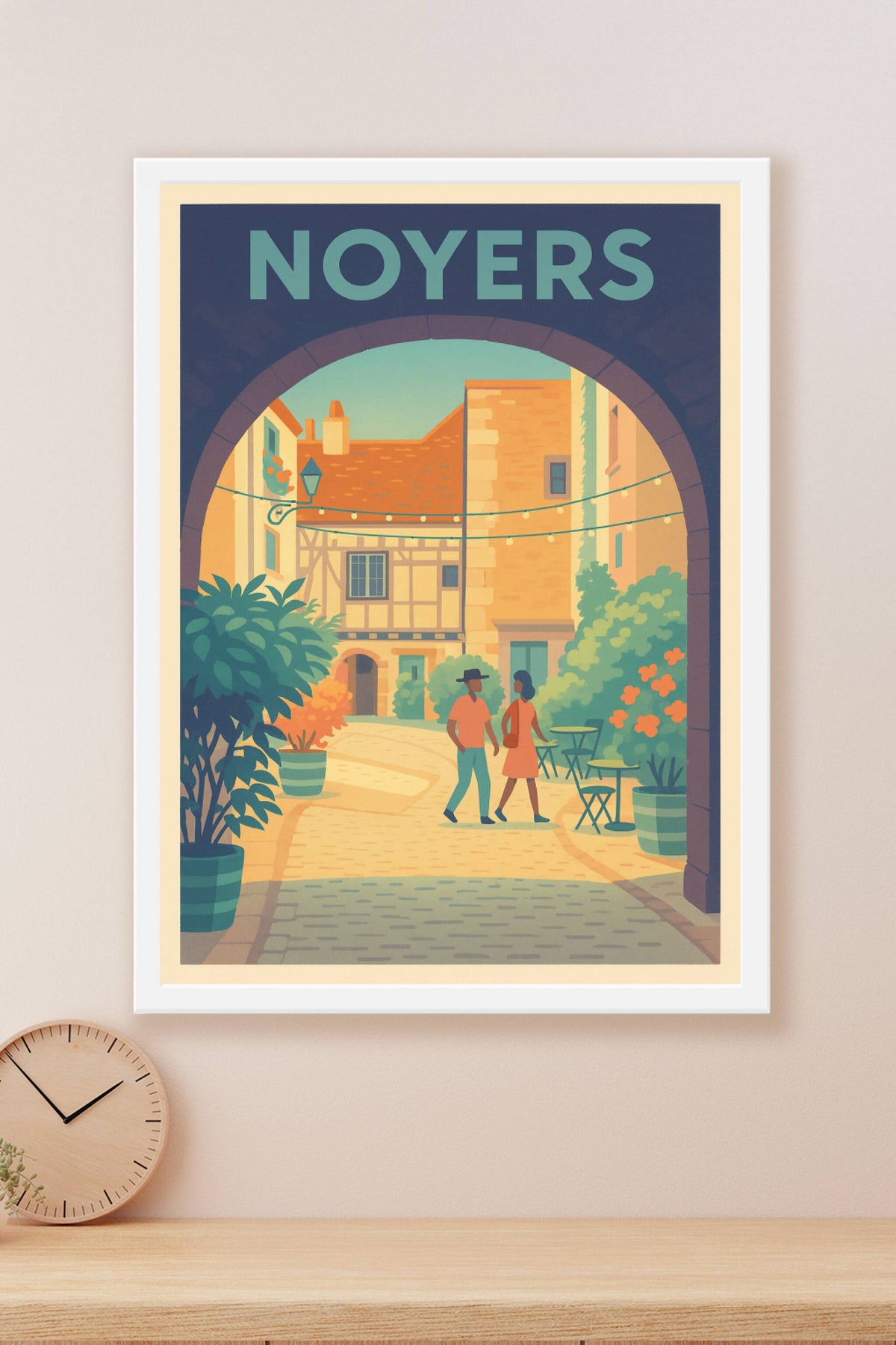 Affiche Noyers — Charme et douceur d'une escapade en Bourgogne · poster d'art de Noyers
