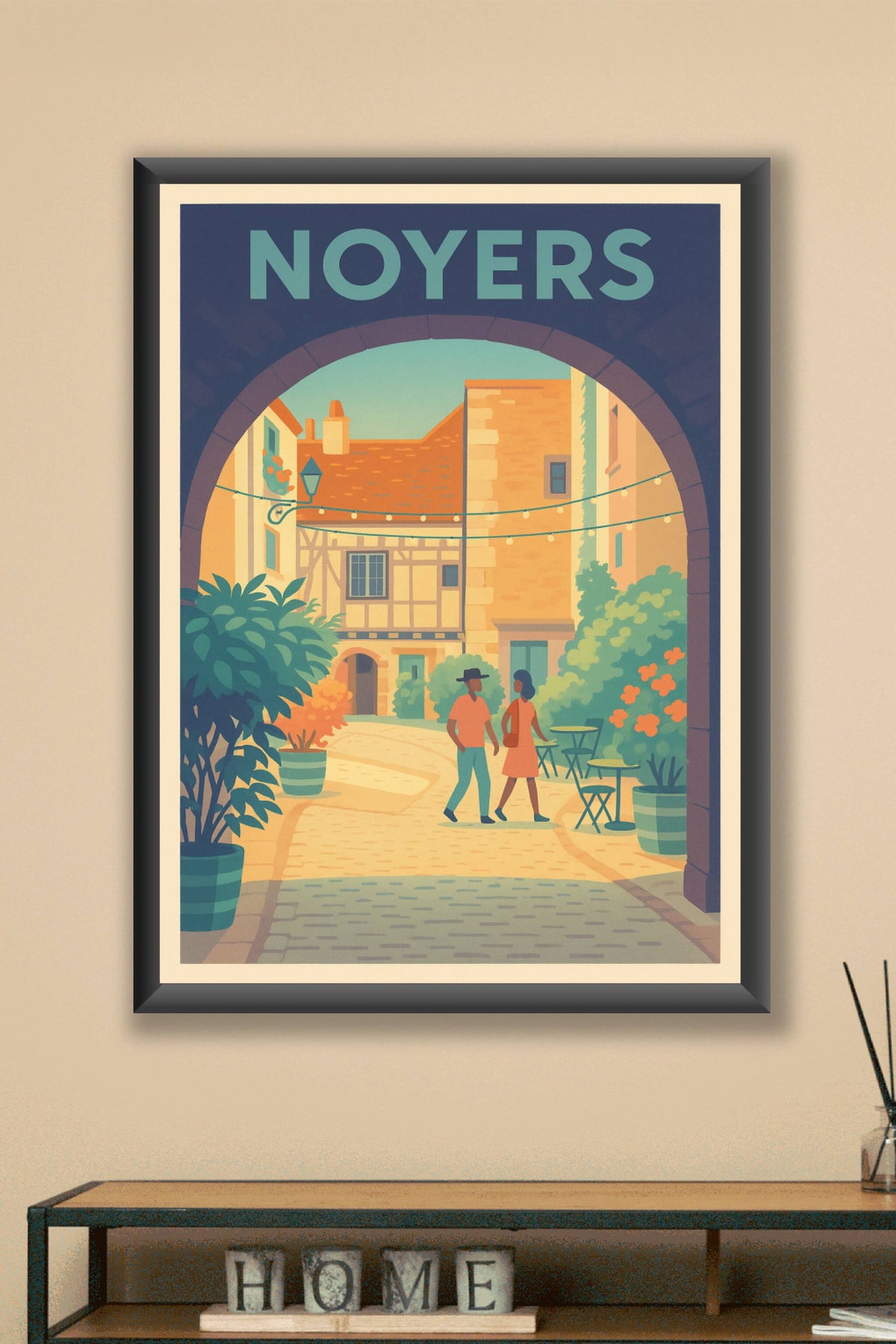Affiche Noyers — Charme et douceur d'une escapade en Bourgogne · poster d'art de Noyers