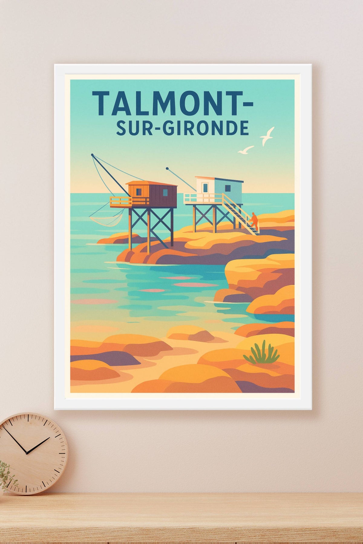 Affiche Talmont-sur-Gironde — L'élégance des carrelets en bord de mer · poster d'art de Talmont-sur-Gironde