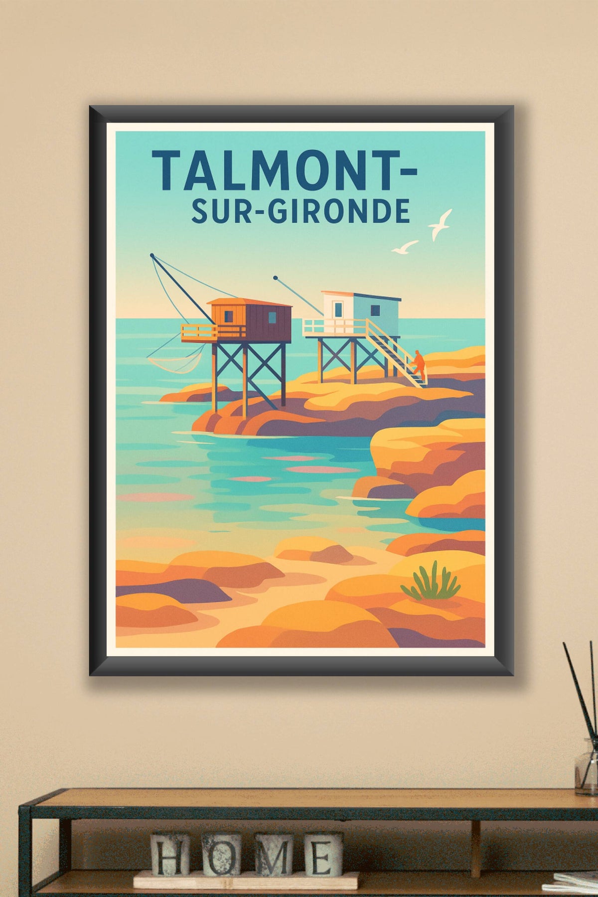 Affiche Talmont-sur-Gironde — L'élégance des carrelets en bord de mer · poster d'art de Talmont-sur-Gironde