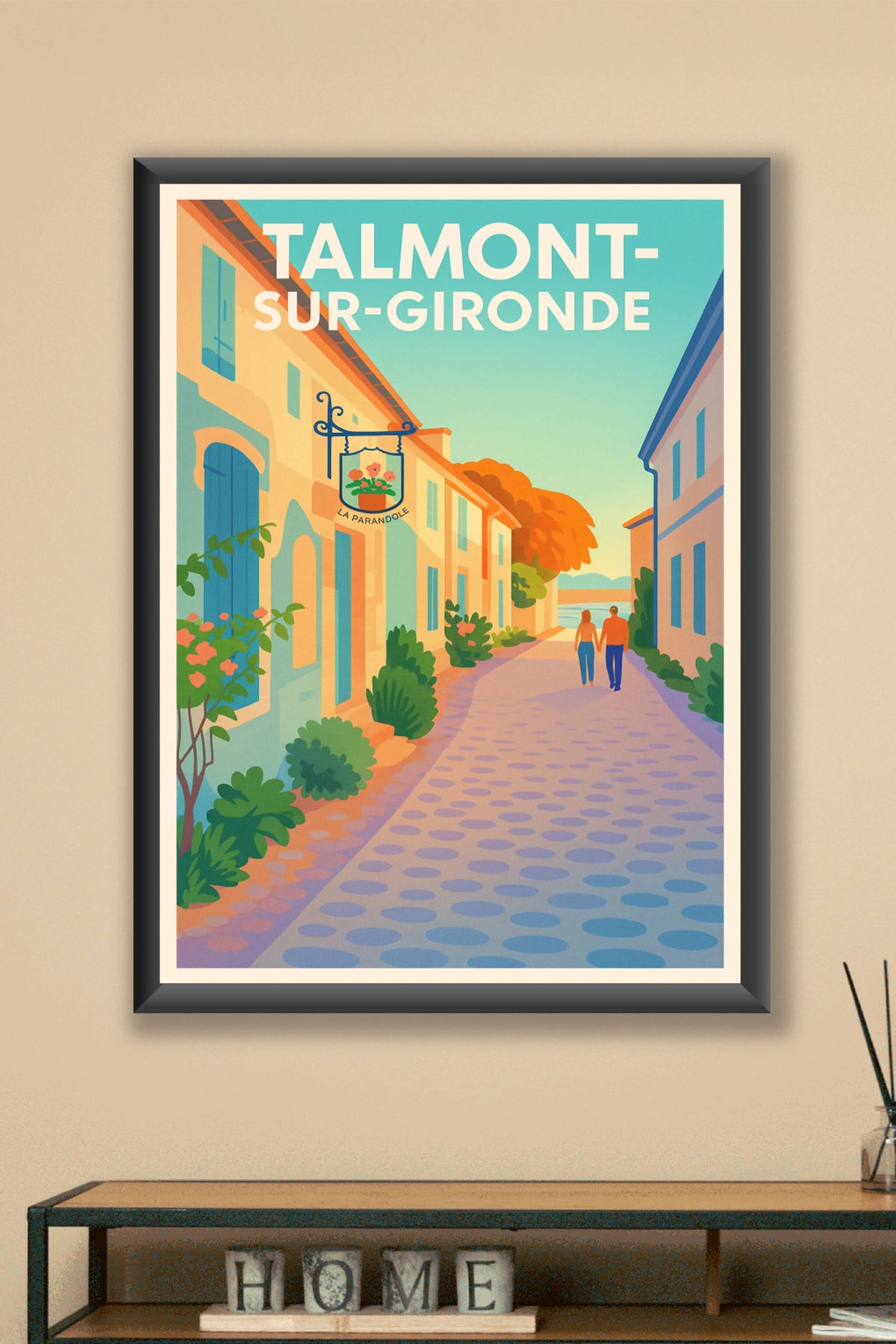 Affiche Talmont-sur-Gironde — Promenade romantique au bord de l'eau · poster d'art de Talmont-sur-Gironde