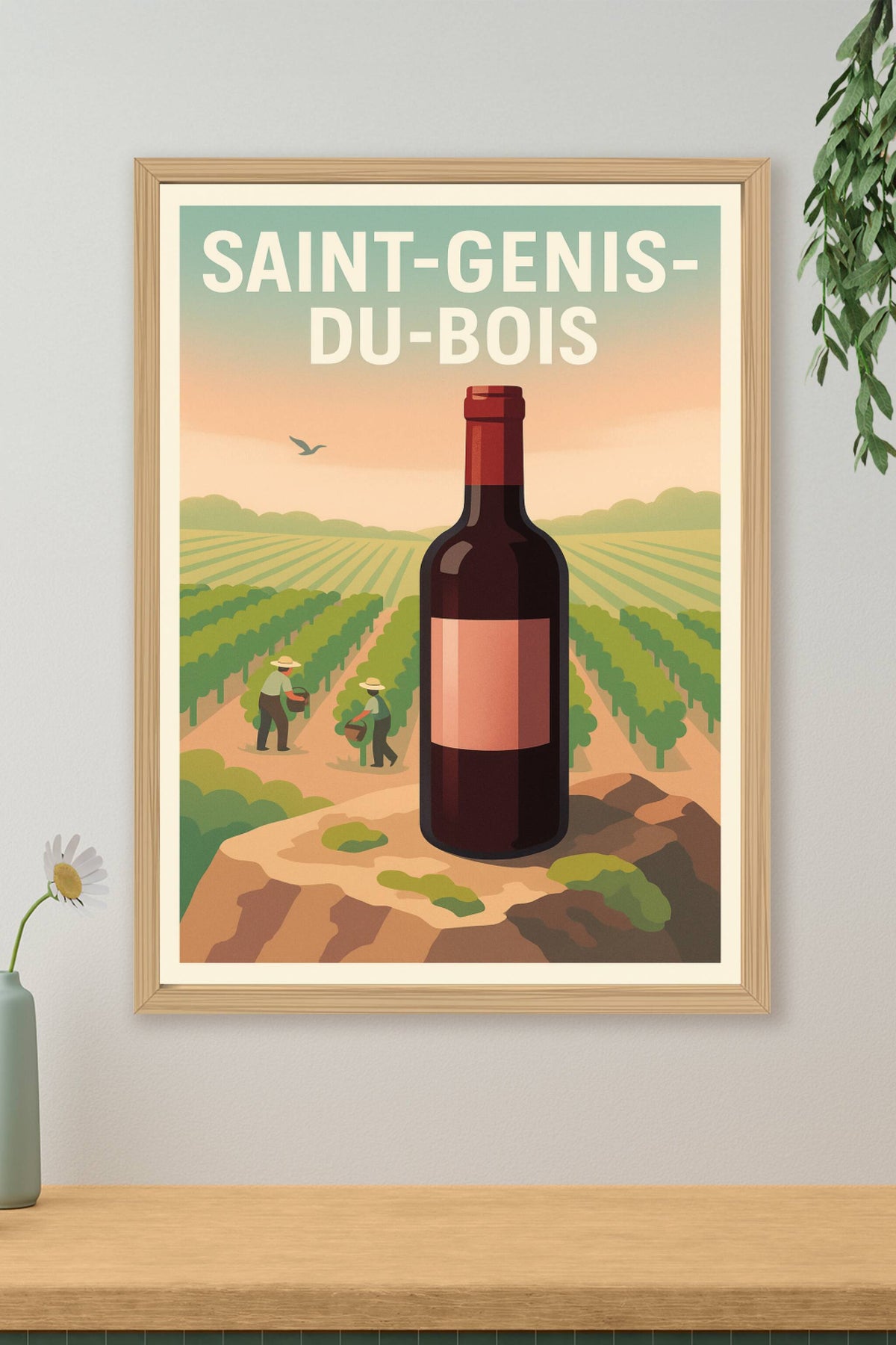 Affiche Saint-Genis-du-Bois — L'Élégance du Terroir Viticole · poster d'art de Saint-Genis-du-Bois