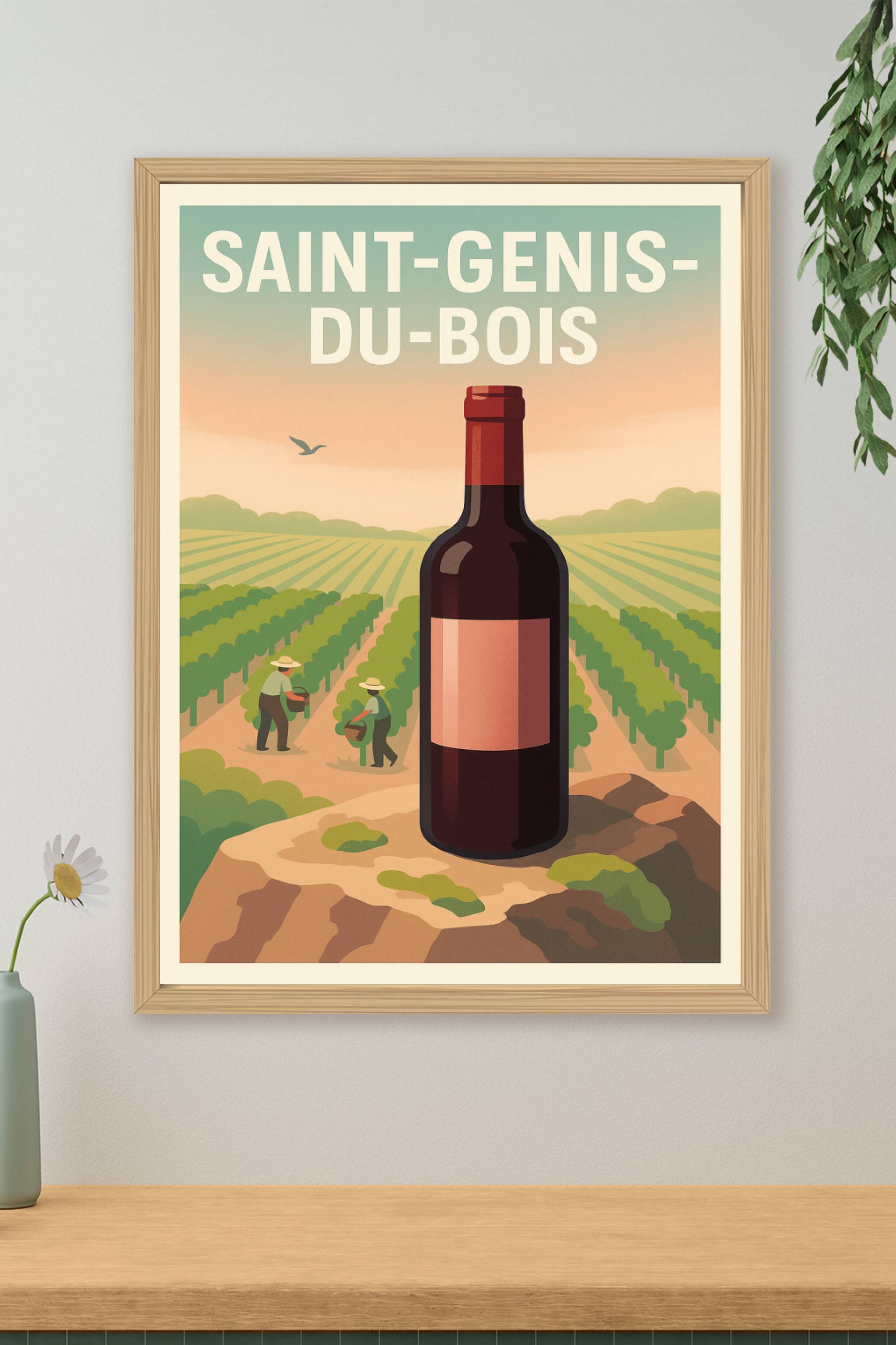 Affiche Saint-Genis-du-Bois — L'Élégance du Terroir Viticole · poster d'art de Saint-Genis-du-Bois