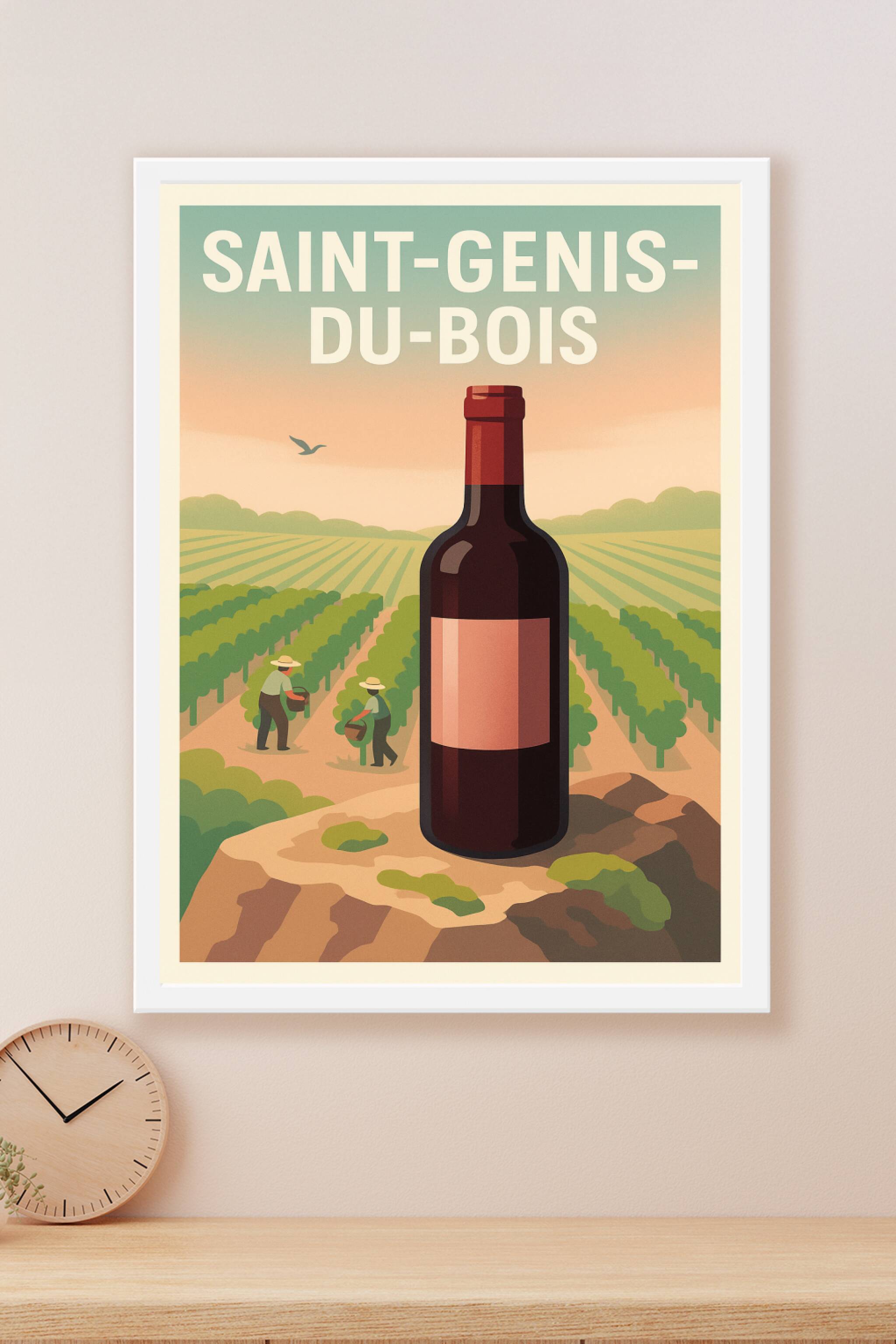 Affiche Saint-Genis-du-Bois — L'Élégance du Terroir Viticole · poster d'art de Saint-Genis-du-Bois