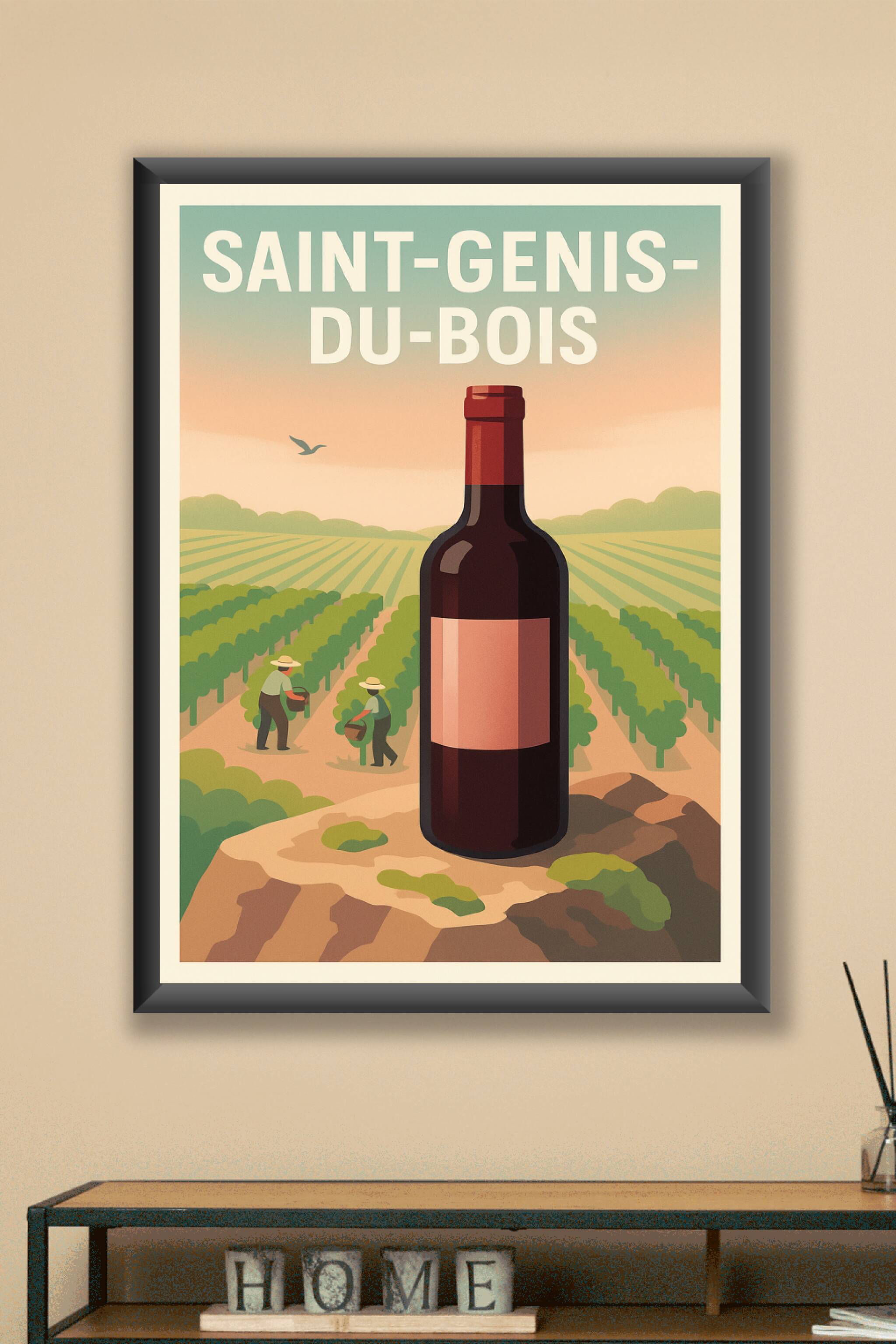 Affiche Saint-Genis-du-Bois — L'Élégance du Terroir Viticole · poster d'art de Saint-Genis-du-Bois